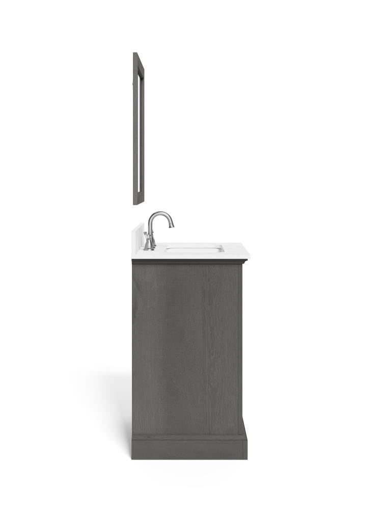 24 In Gray Undermount Single Sink Bathroom Vanity With White Engineered   15366752 