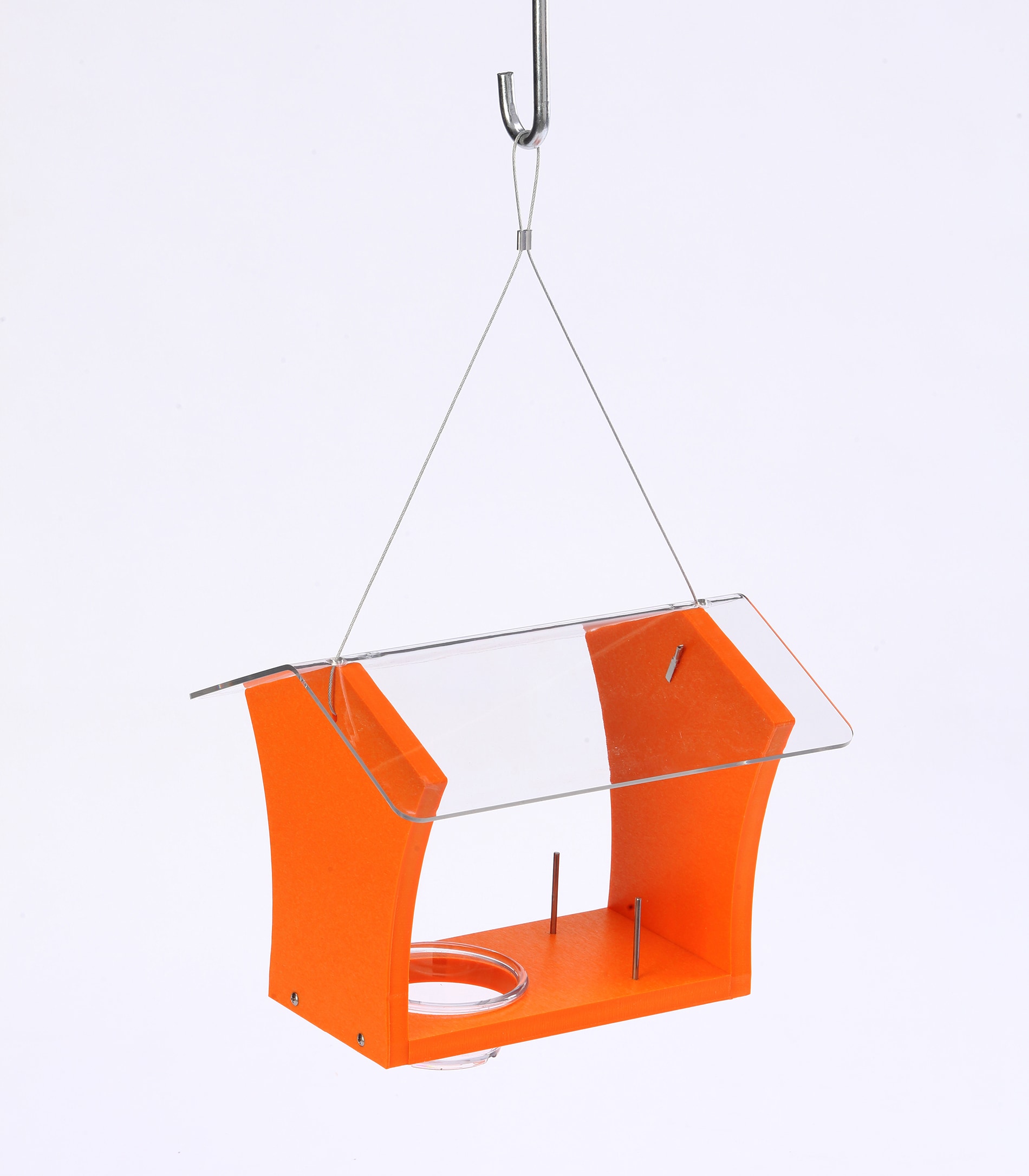 BIRDS CHOICE GSOF Green Solutions Recycled Oriole Feeder Orange Recycled Poly-lumber Hanging Platform Bird Feeder- 12-oz Capacity