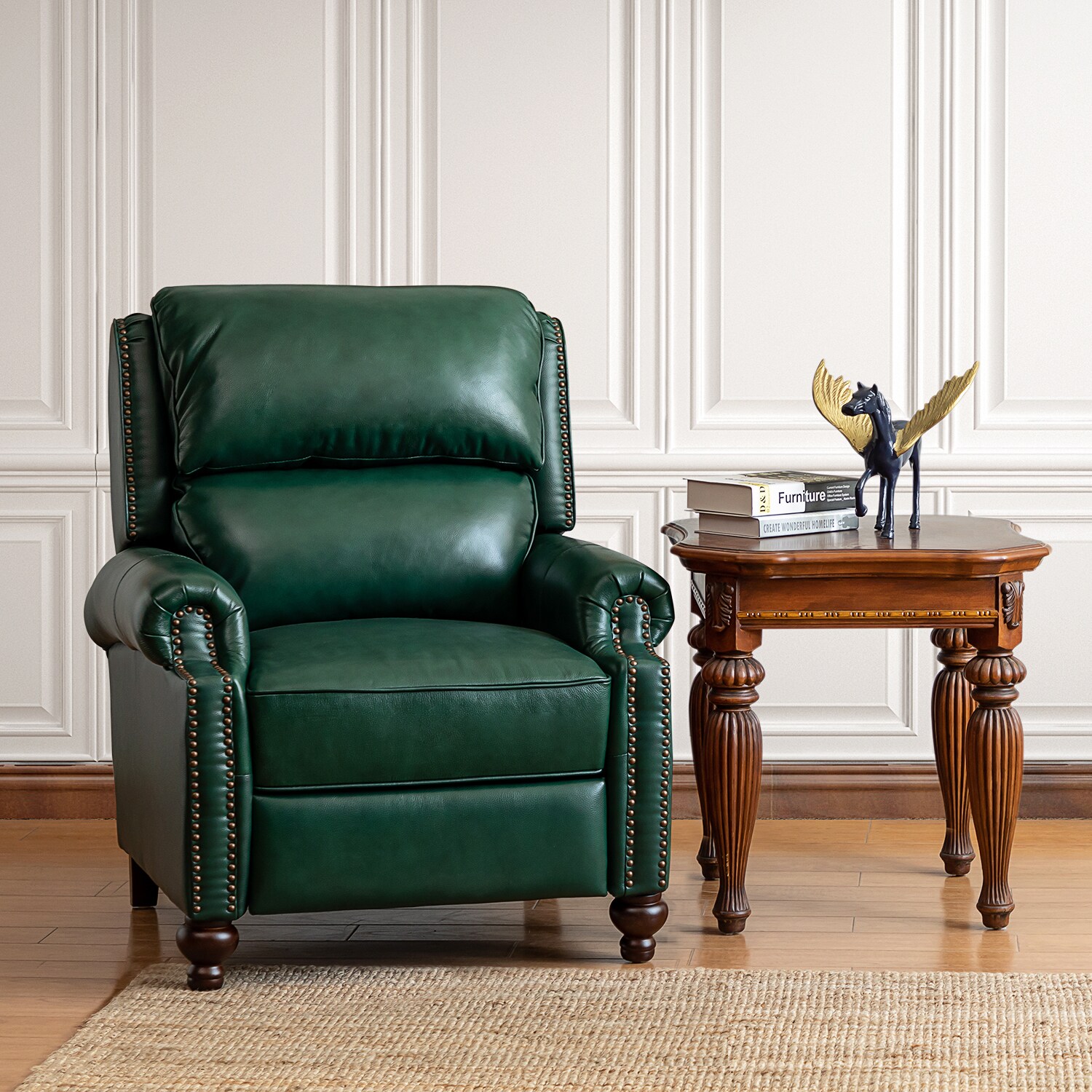 14 Karat Home Norberto Green Leather Recliner in the Recliners department  at