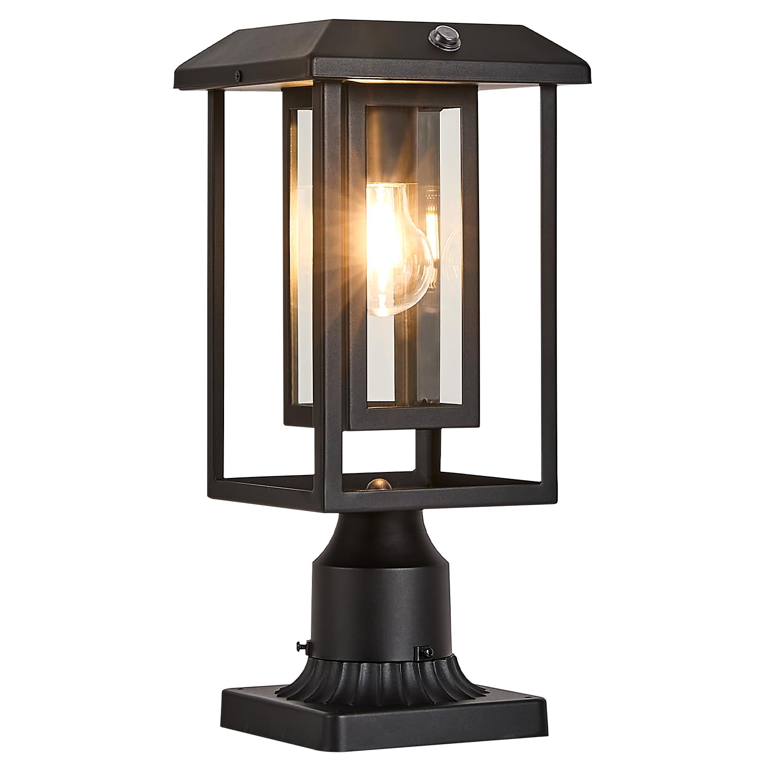 Justincity - Solar Lamp Post Lights for Outdoor with Pier Mount Base Dusk to Dawn Pole Light Hea...