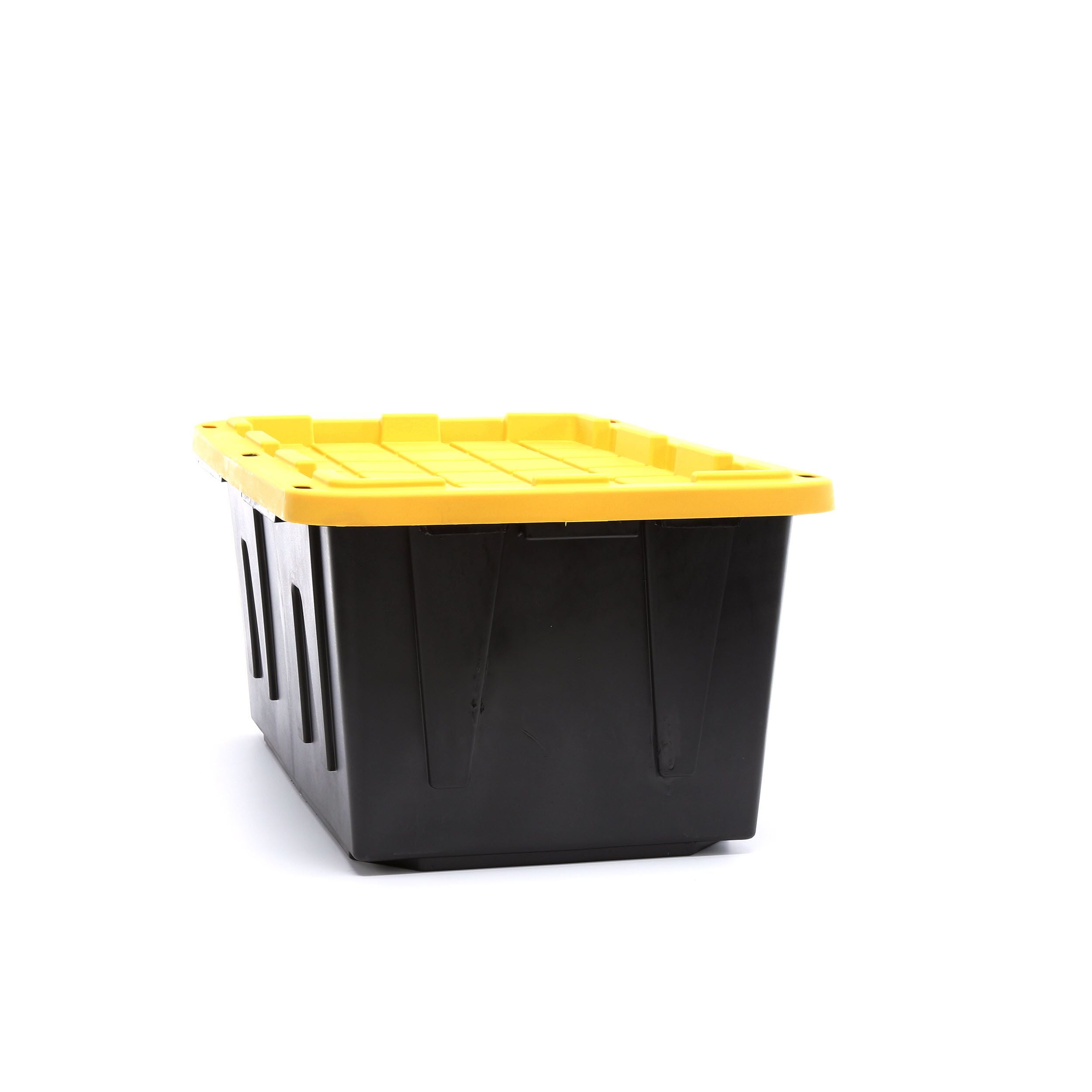 The Hottest Design Project Source Commander Large 27-Gallons (108-Quart) Black  Heavy Duty Tote with Standard Snap Lid in the Plastic Storage Containers  department at, large storage tubs with lids 