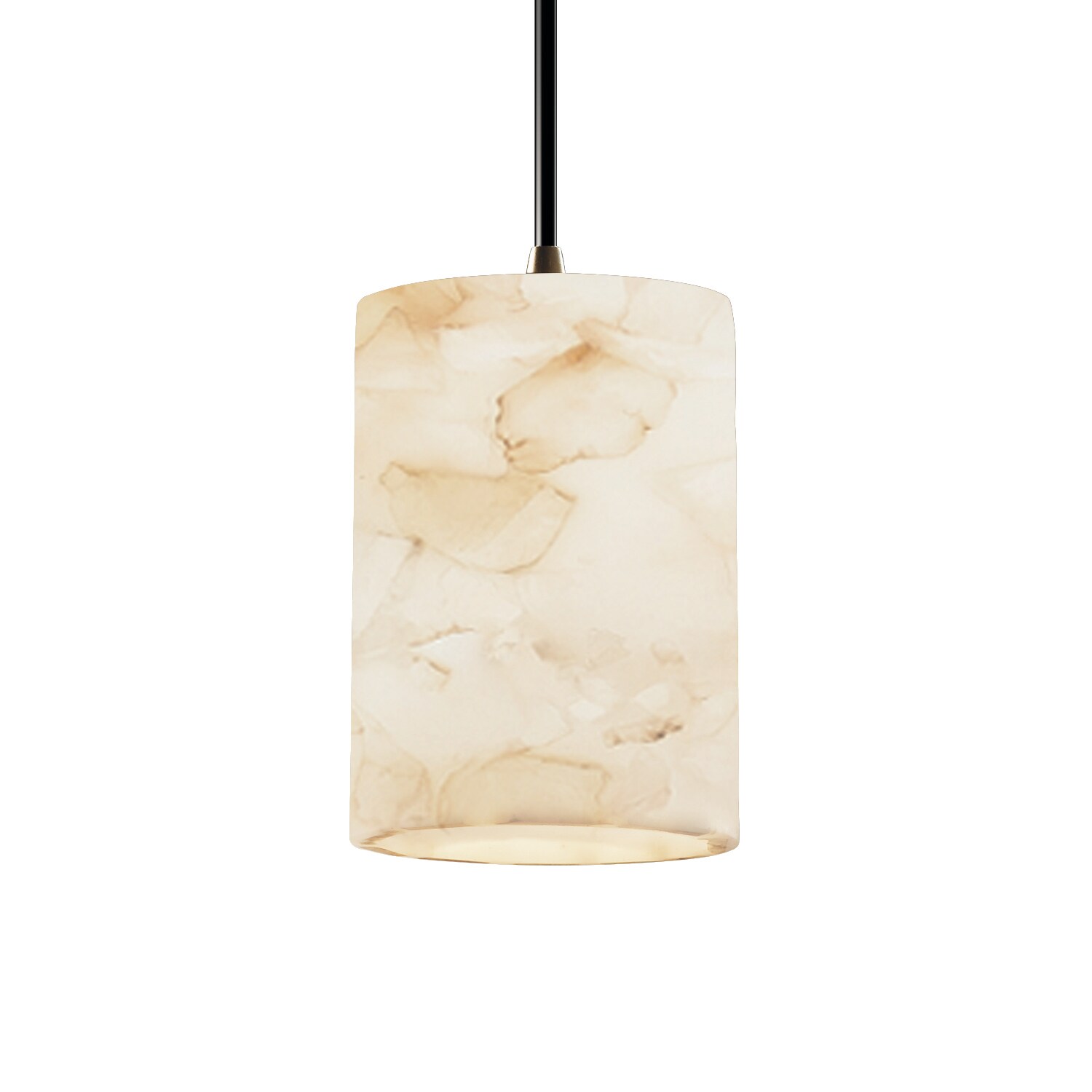 Justice Design Group ALR-8815-10-ABRS Alabaster Rocks Antique Brass Transitional Cylinder Mini Hanging Pendant Light