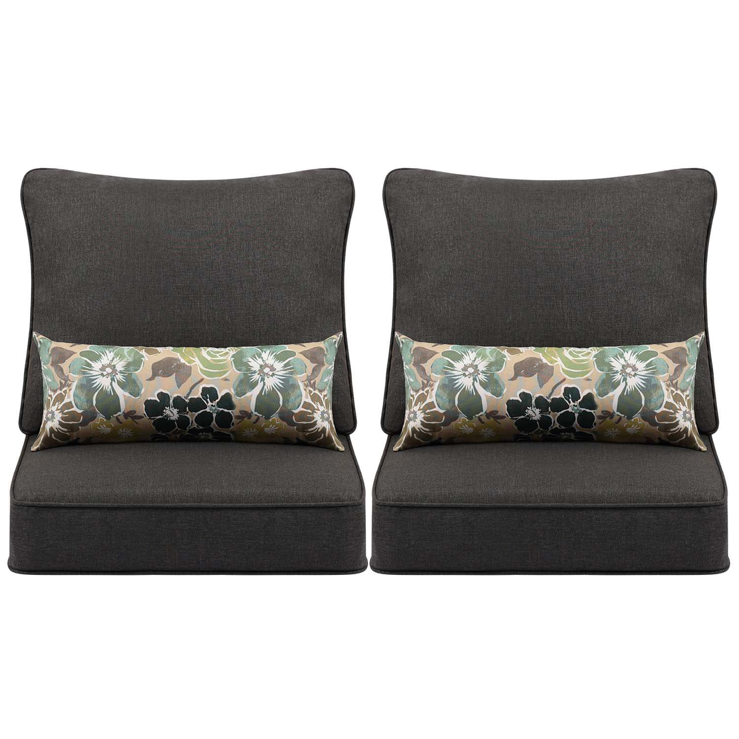 Aoodor 24-in x 24-in 6 -Piece Charcoal Deep seat patio chair cushion