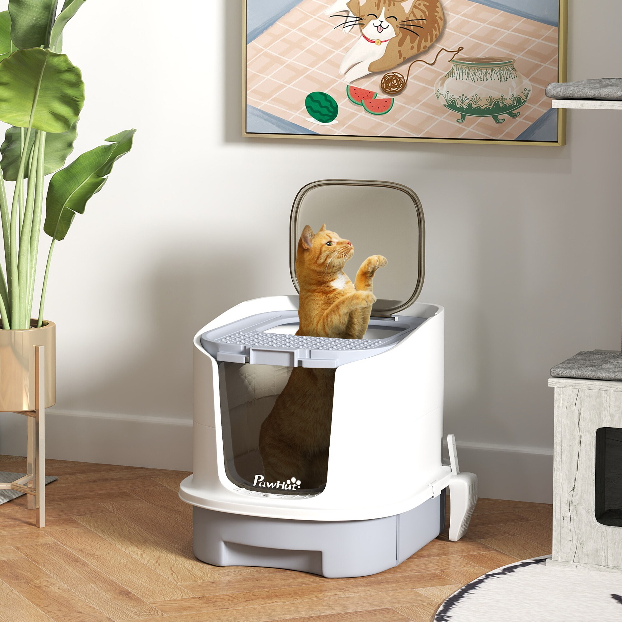 PawHut D31-102V00GY Cat-Litter-Box - View #2