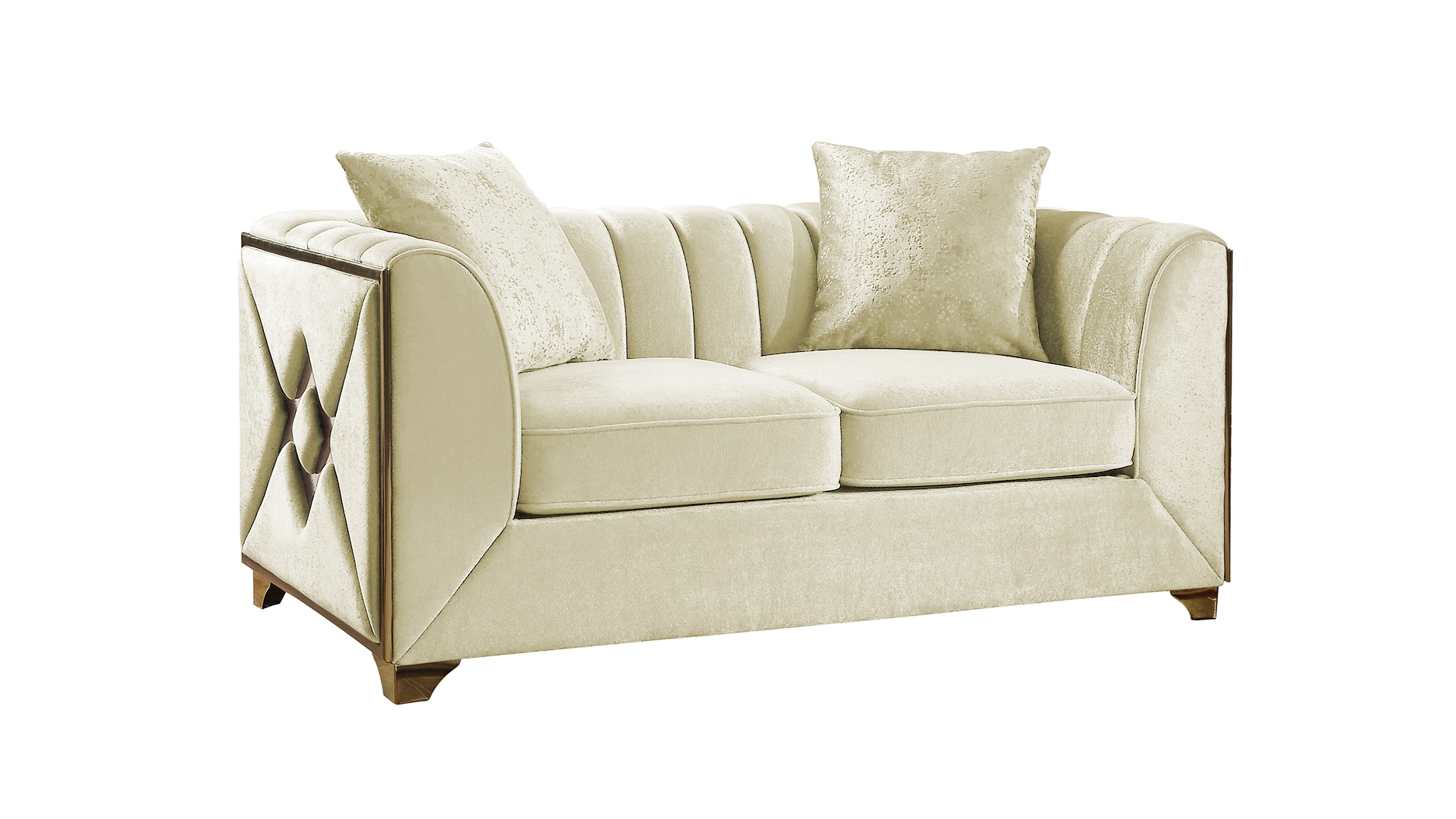 Galaxy 601955552431 Velencia 68-in Modern Cream Velvet 2 -seater Loveseat