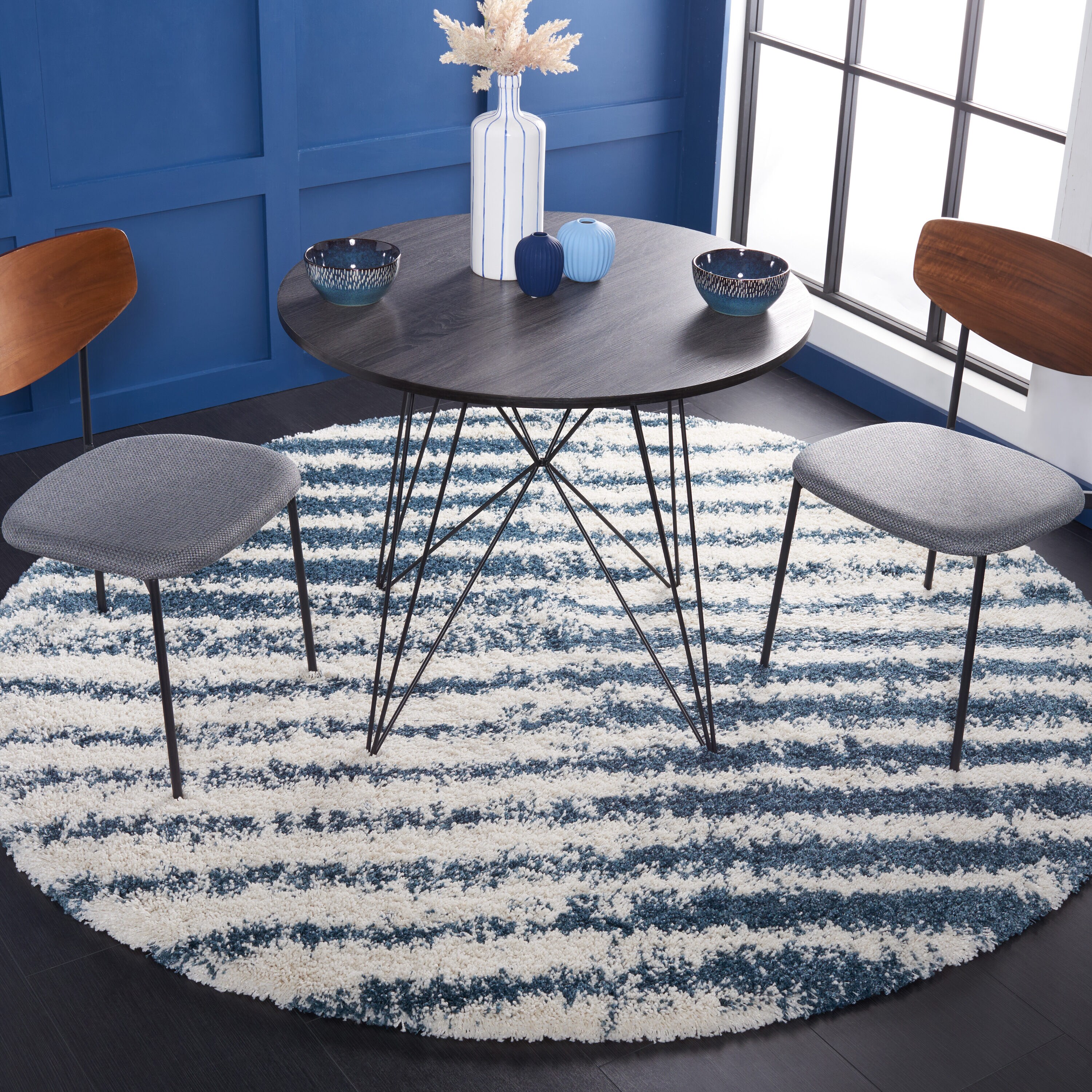 Safavieh SGH298A-7R Hudson Shag 298A Ivory Slate Blue 7ft x 7ft