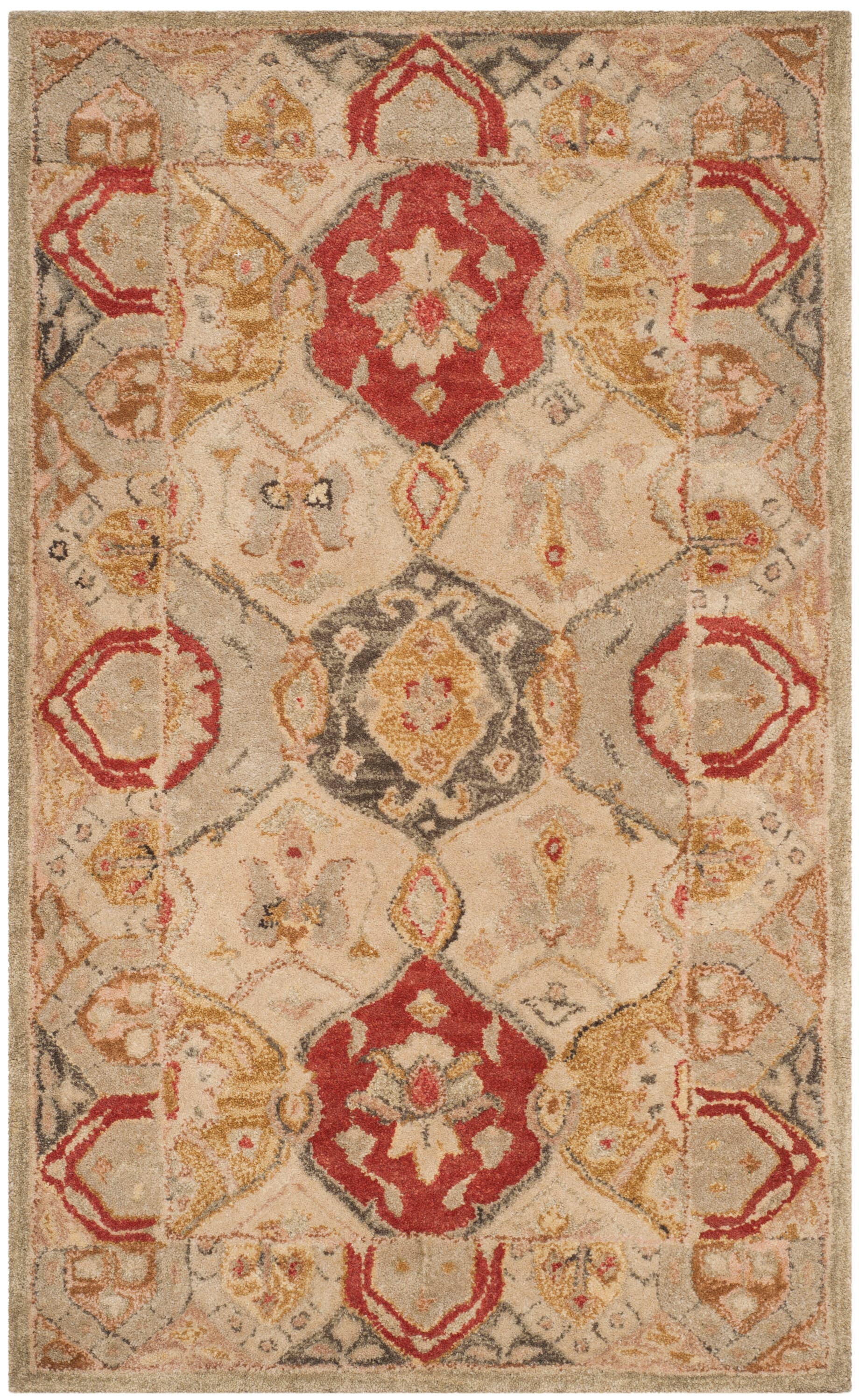 Antiquity Beige and Red Hand Tufted Wool Rug