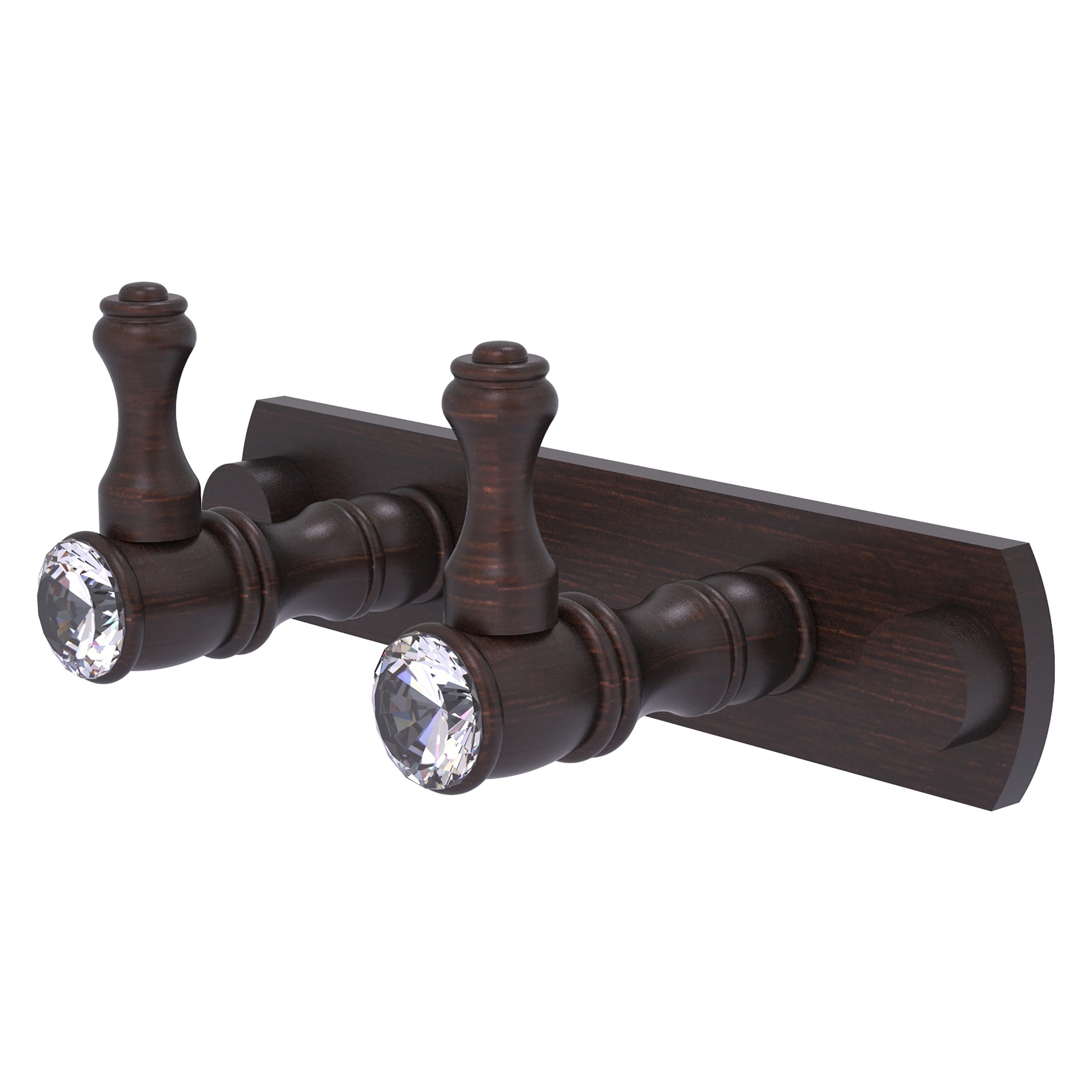 Allied Brass CC-20-2-VB Carolina Crystal Venetian Bronze Double -Hook Wall mount Towel Hook