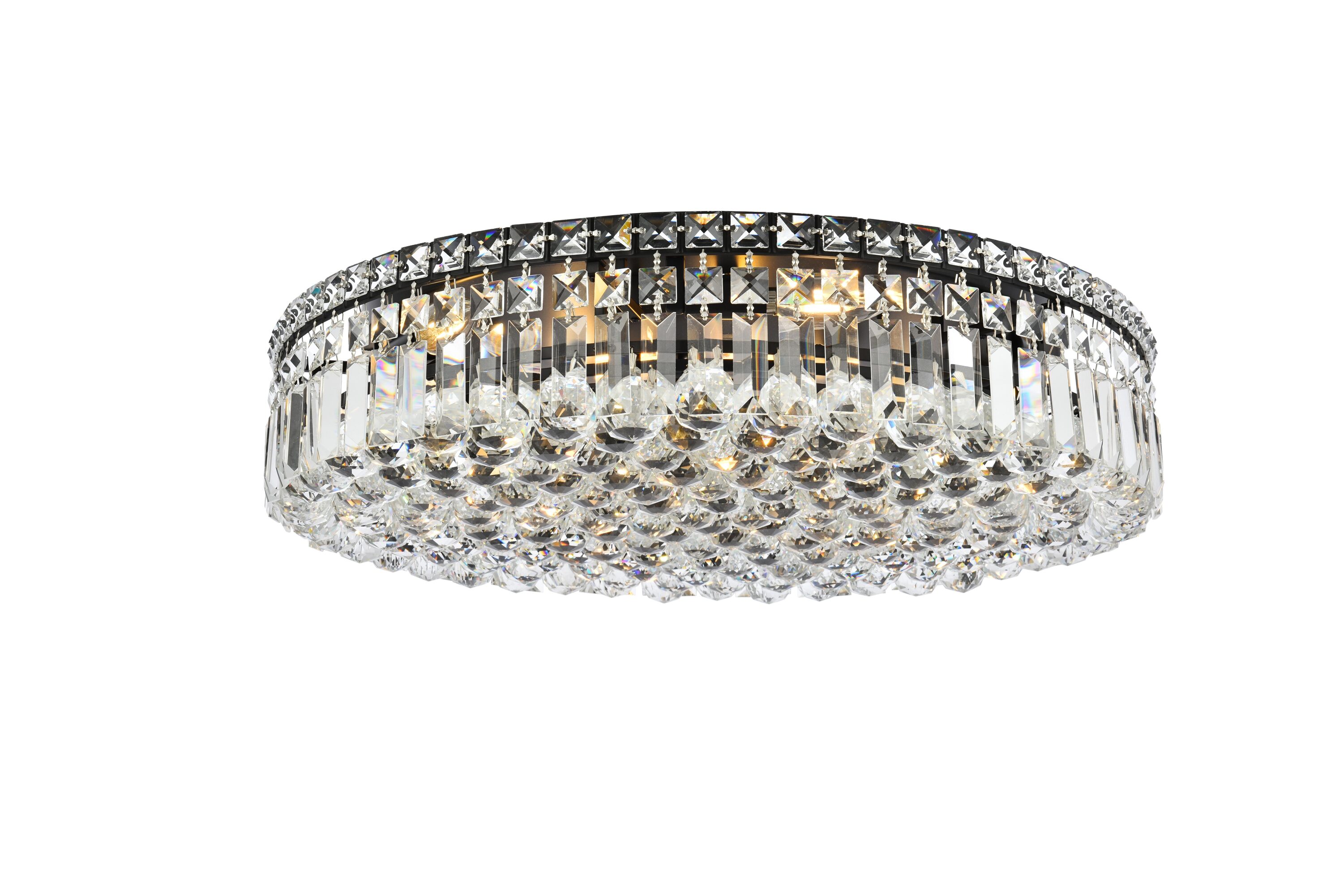 Maxime 16" Matte Black and Clear Crystal Flush Mount Light