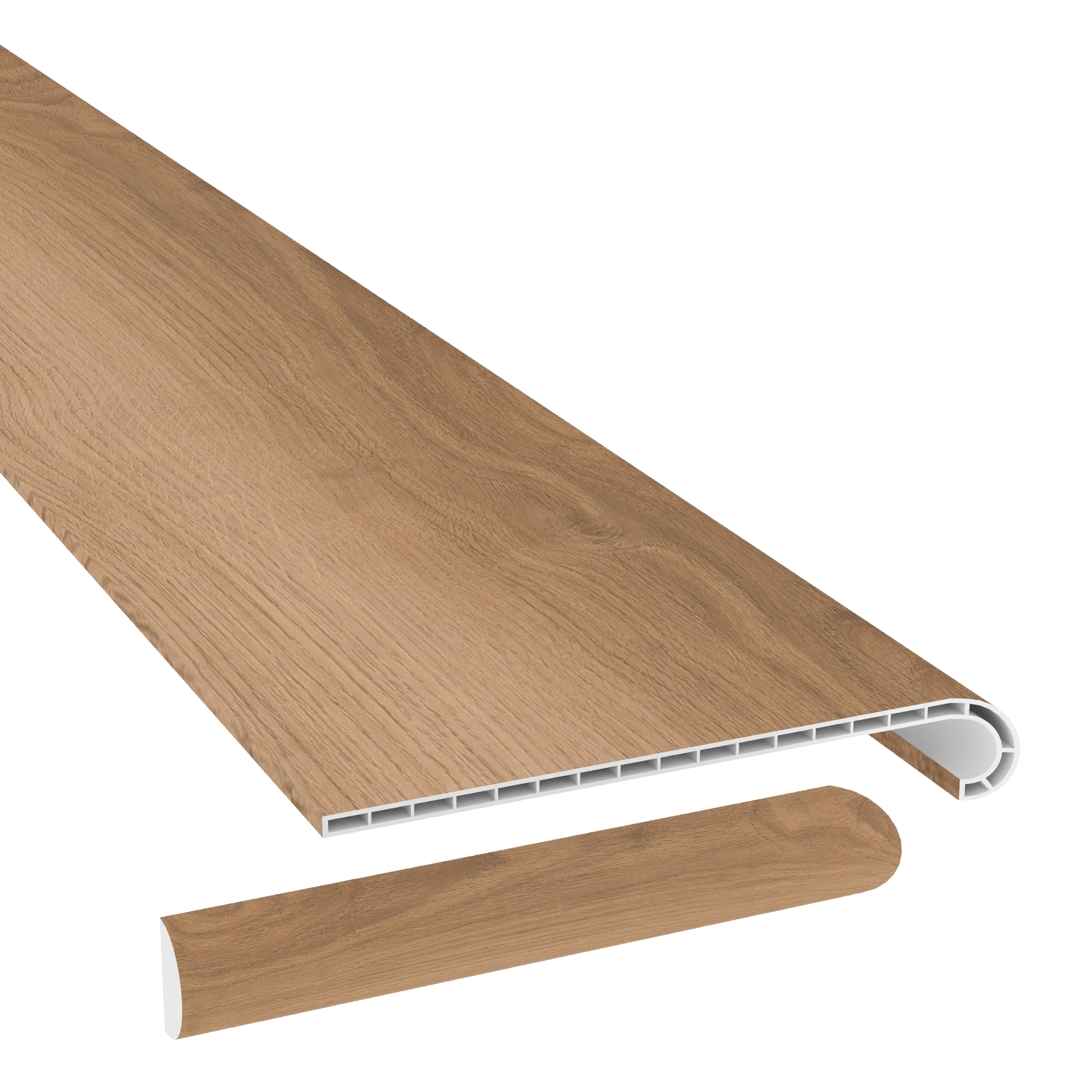 CALI 7903501621 Laguna 12.2-in x 49.8-in x 1.73-in Shore Thing Prefinished Vinyl Overlap Stair Nosing