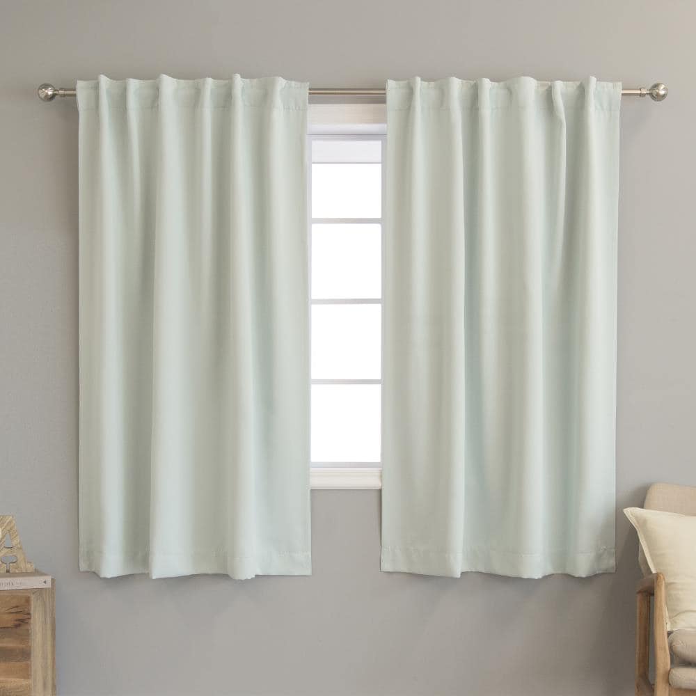 Best Home Fashion SOLID-63-MINT 63-Inches Mint Blackout Back tab Curtain panel pair