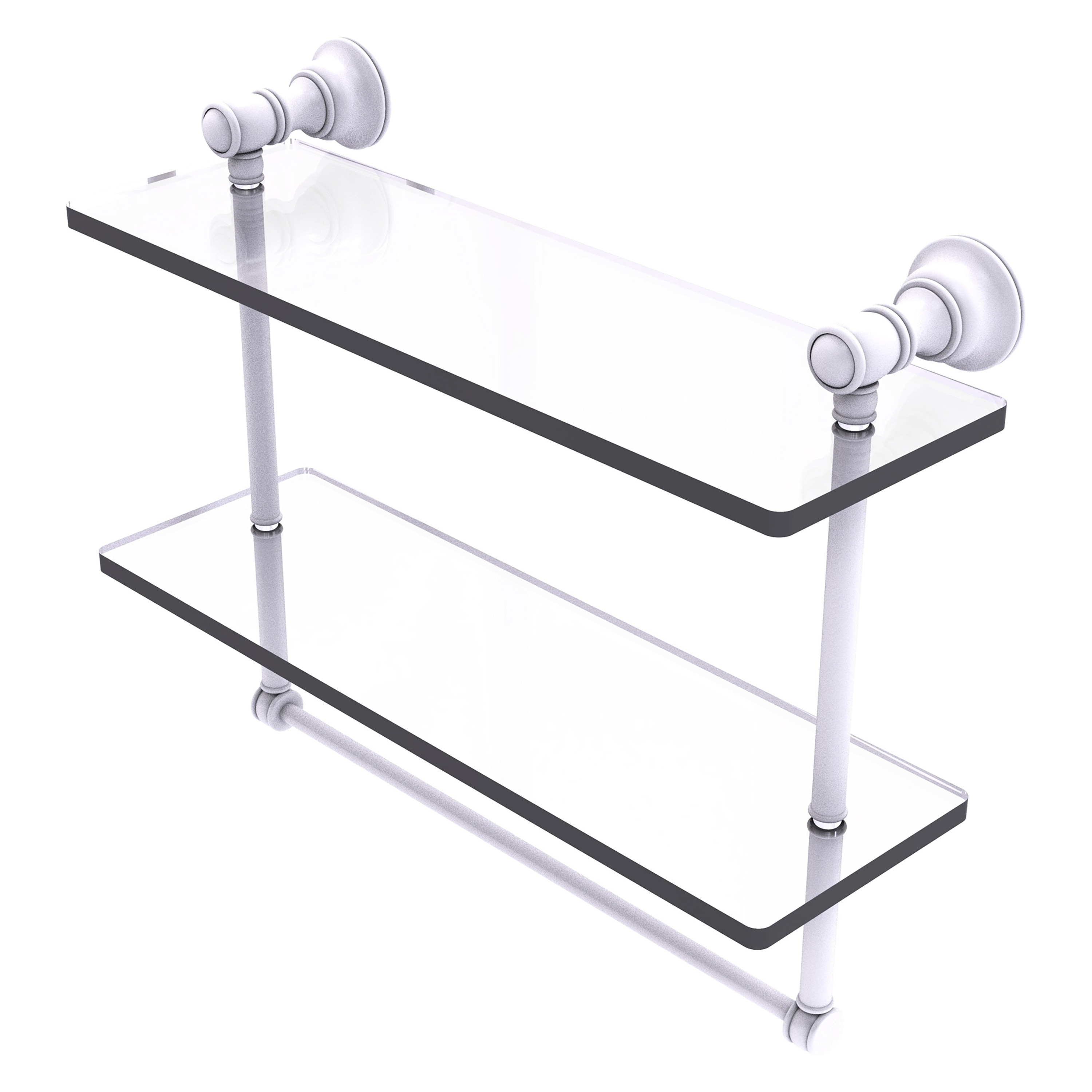 Allied Brass CL-2-16TB-WHM Carolina Matte White 2 -Tier Wall mount Bathroom Shelf ( 16-in x 9.5-in x 5-in )