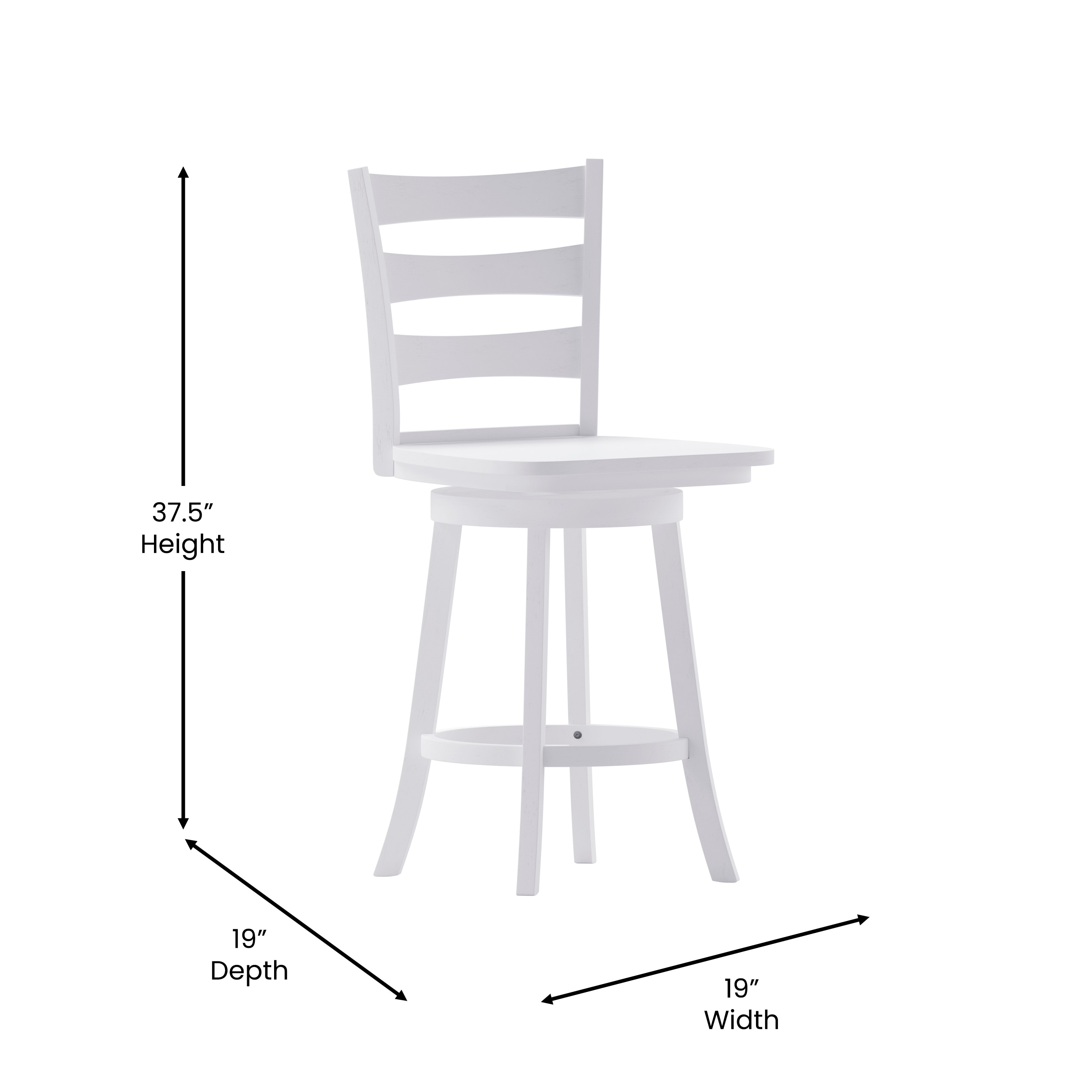 Antique White Wash Wooden Swivel Counter Height Barstool