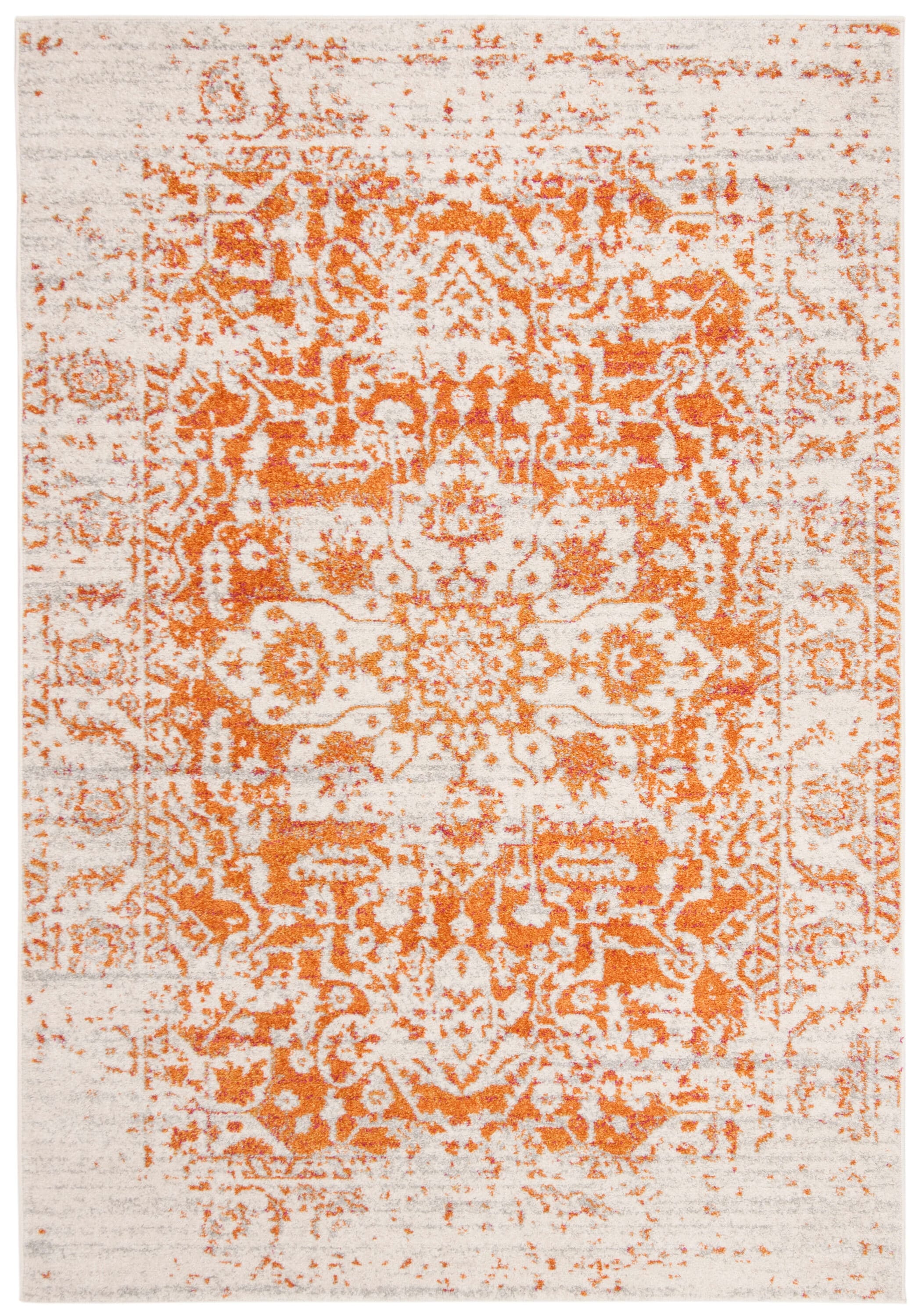 Safavieh MAD603P-6 Madison Nord 7 x 9 (ft) Loomed Synthetic Orange/Ivory Rectangular Indoor Floral/Botanical Bohemian/Eclectic Area rug