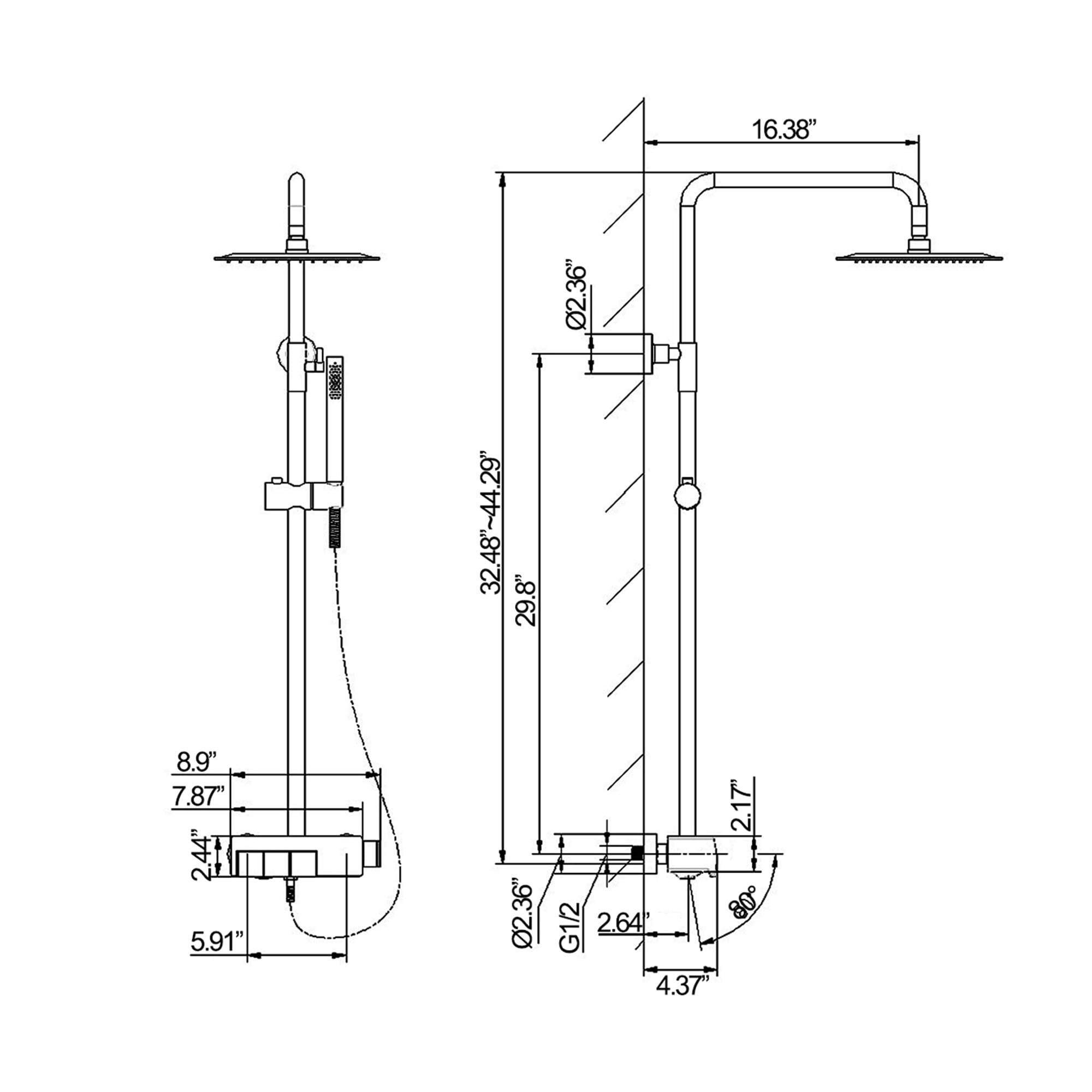 WELLFOR WB-1035 Showerhead-Bar-Panels - View #3