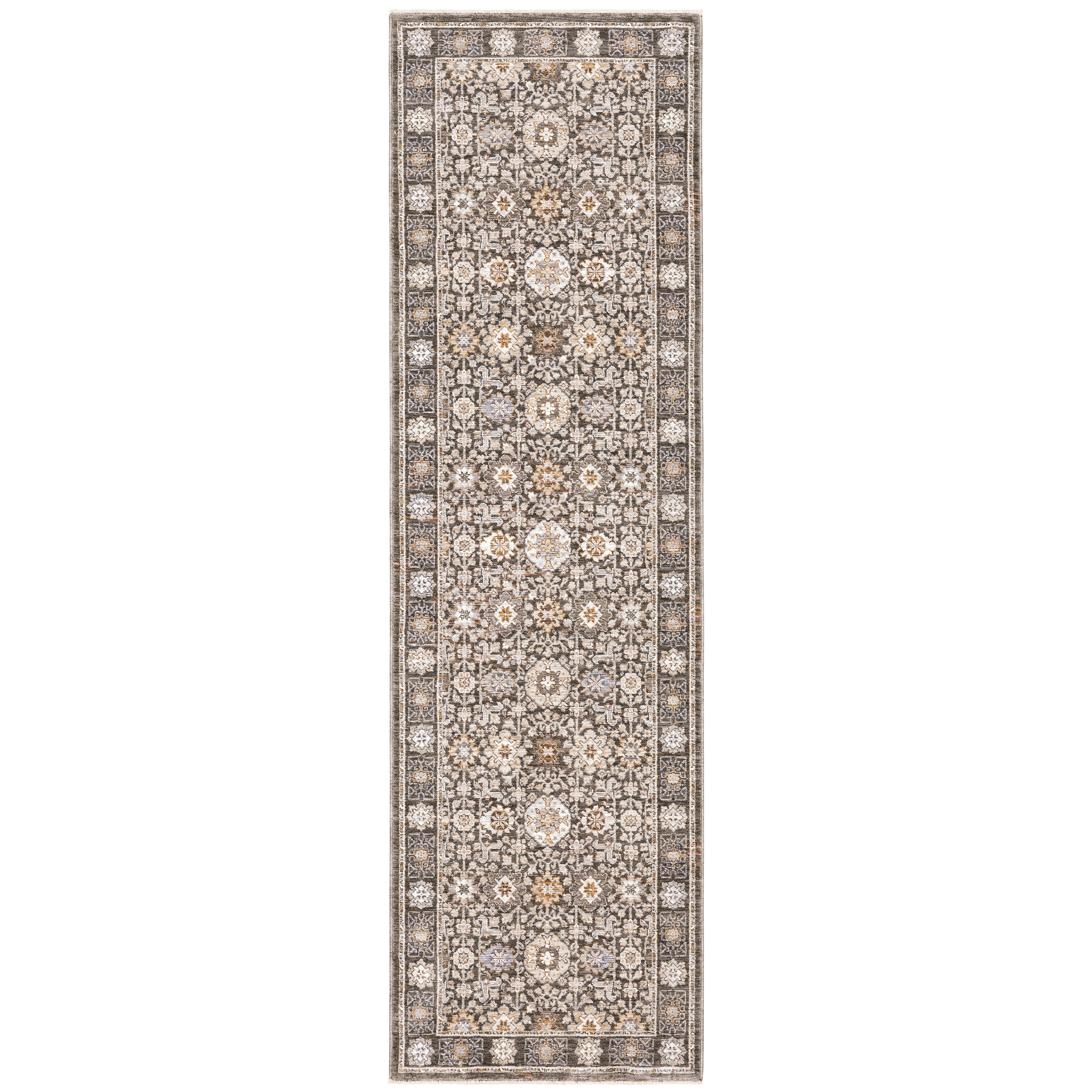 Archer Lane 071MAHAN13L Darrett 2 x 8 (ft) Polyester Charcoal Rectangular Indoor Floral/Botanical Persian Runner rug