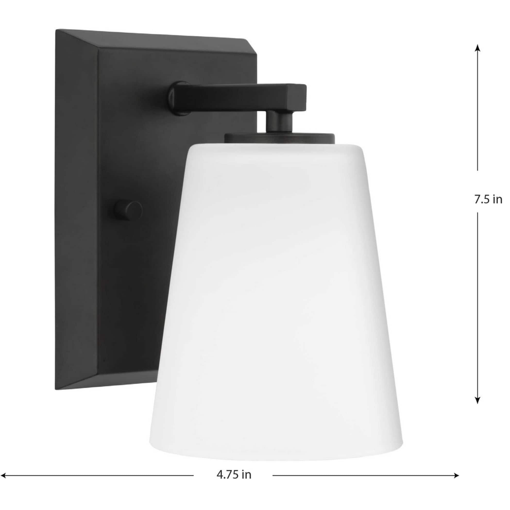 Vertex Matte Black and Etched White Glass Bath Light