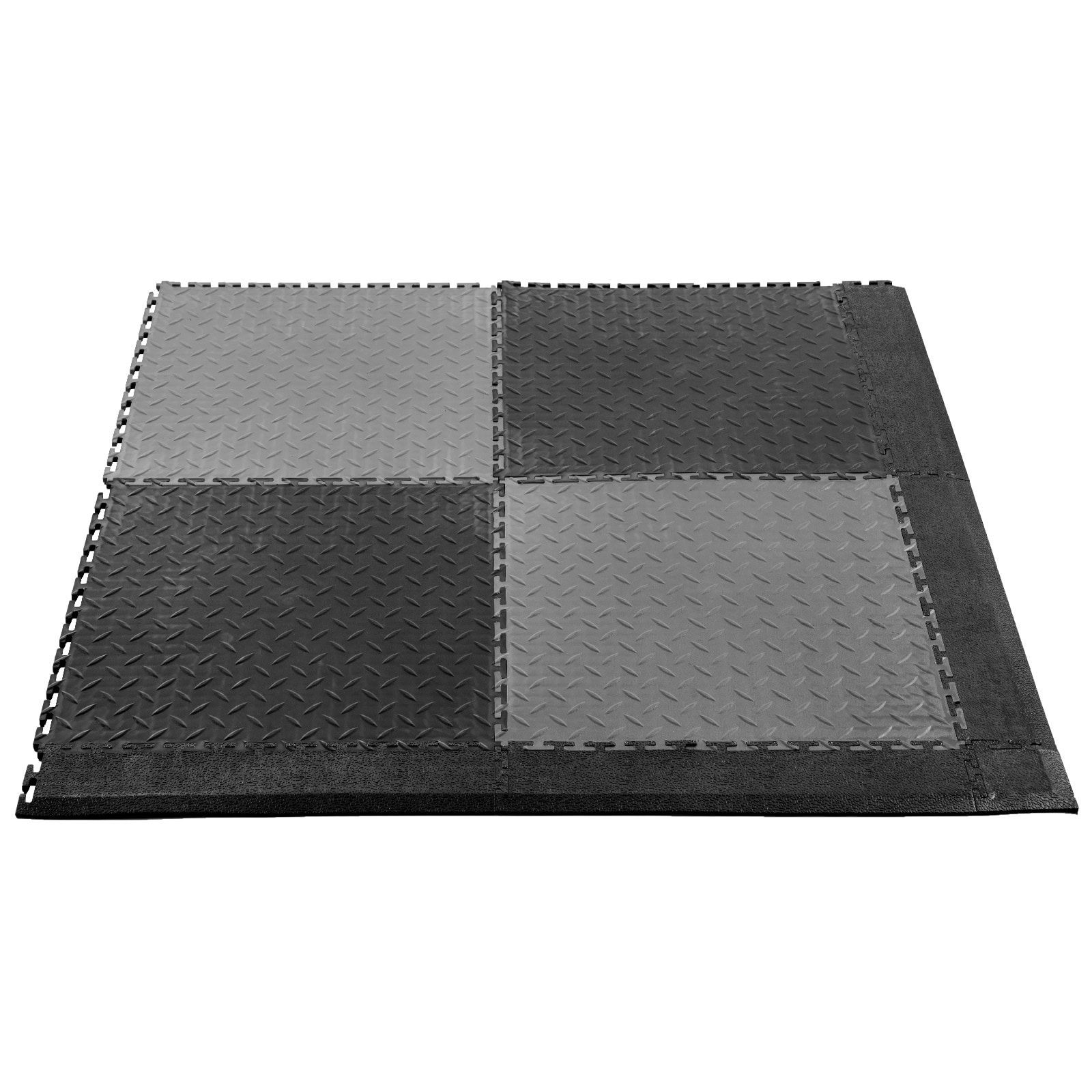 VEVOR Male Garage Floors Transition Edge Kit 12 Edges and 4 Corners Sturdy PVC Interlocking Modular Garage Floor Edging Slip-resistant Compatible Only with 4-Sided Interlocking Mats Black