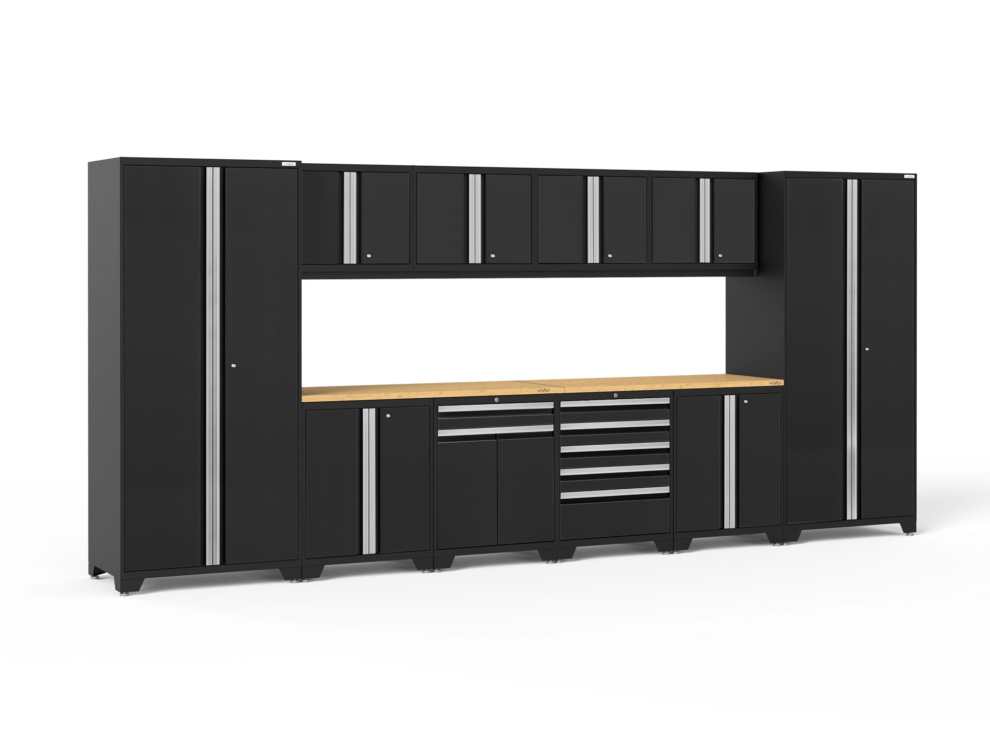 NewAge Products 64284 184-in W x 84.75-in H x 24-in D 10 -Cabinets Steel Black Garage Storage System