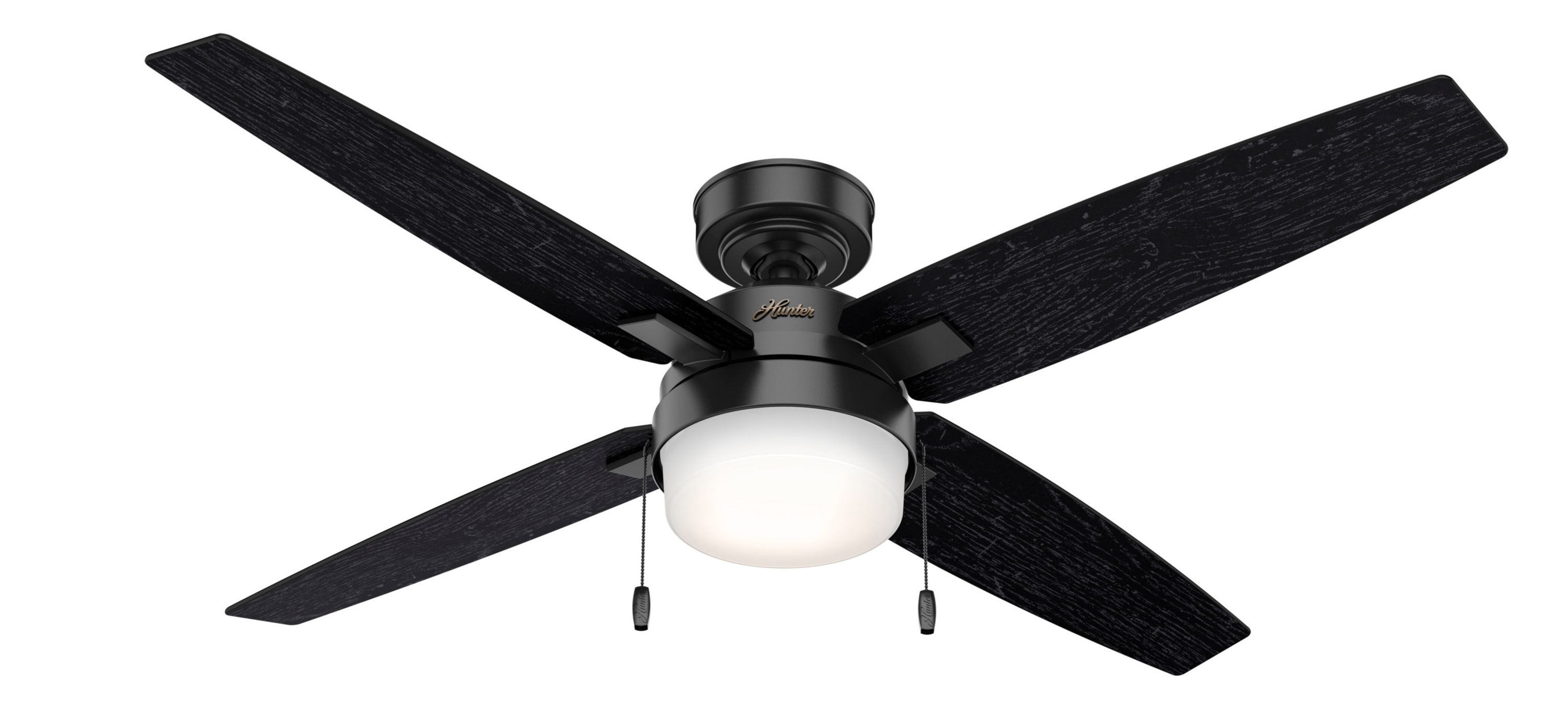 Universeel Laatste Kolonisten Hunter Crossfield 54-in Matte Black LED Indoor Downrod or Flush Mount  Ceiling Fan with Light (4-Blade) in the Ceiling Fans department at Lowes.com