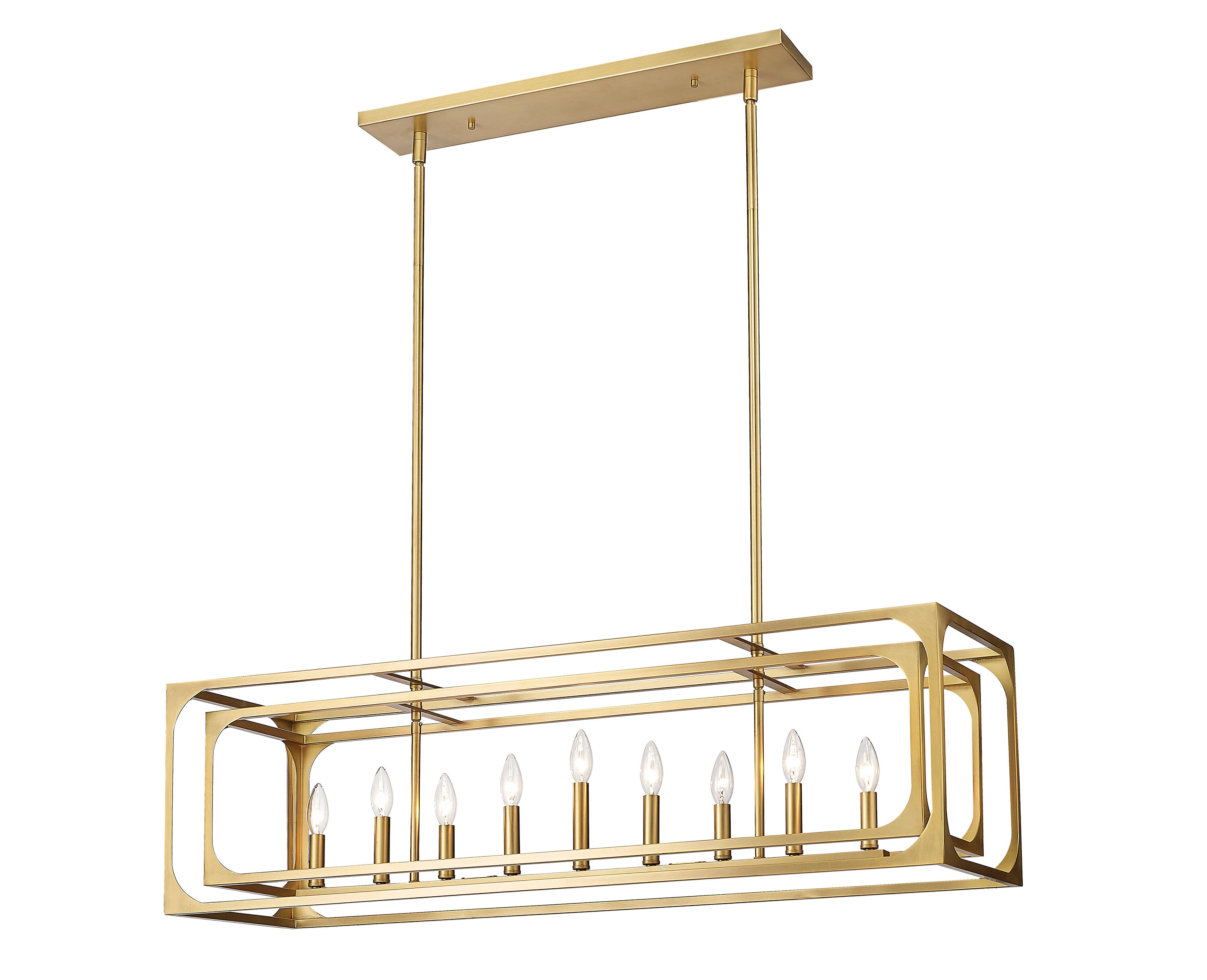 Easton 44'' Rubbed Brass 9-Light Linear Chandelier