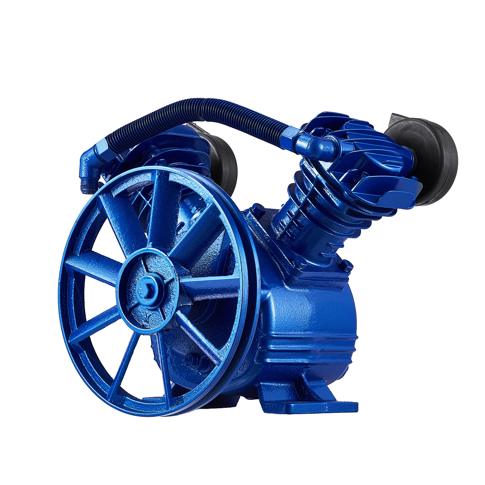 GIVIMO Air Compressor Pump Head 3-HP 6.25-CFM at 90-PSI Twin Cylinder Oil-Lubricated Single-Stage V-Type Cast Iron Replacement Pump with 116-PSI Max and Belt-Drive Pulley