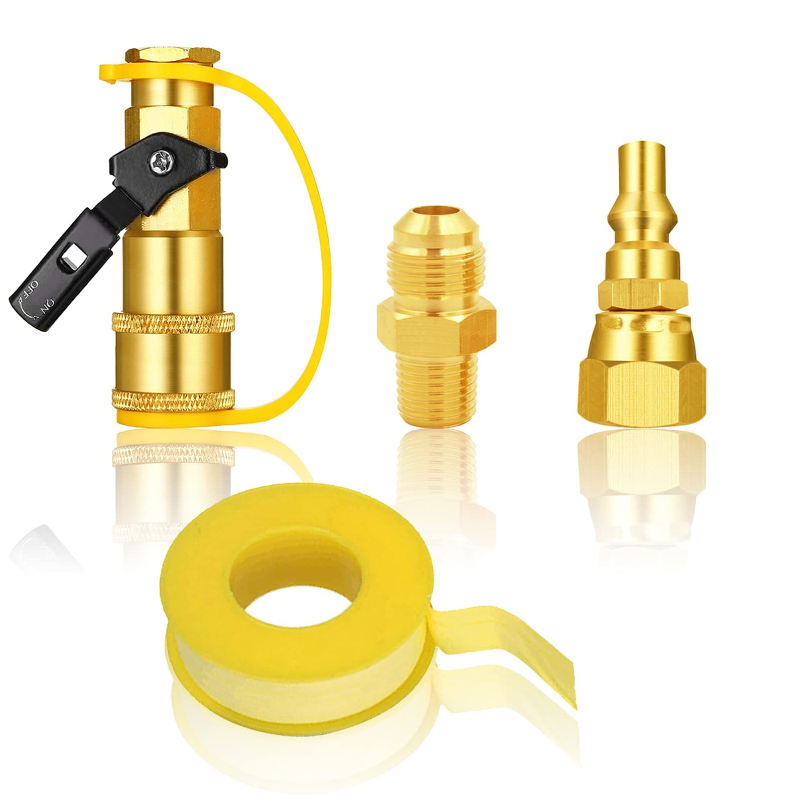 Misopily  Quick Connect Propane Disconnect Adapter Kit with One Quarter in Quick Plug and Three Eighths in Female Flare for Grill Regulator