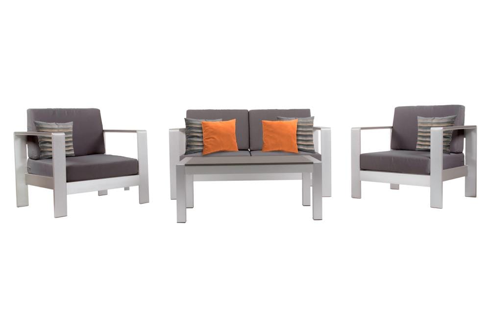 Vivere CON4-SUNDGO 4-Piece Patio Conversation Set with Gray Sunbrella Cushions