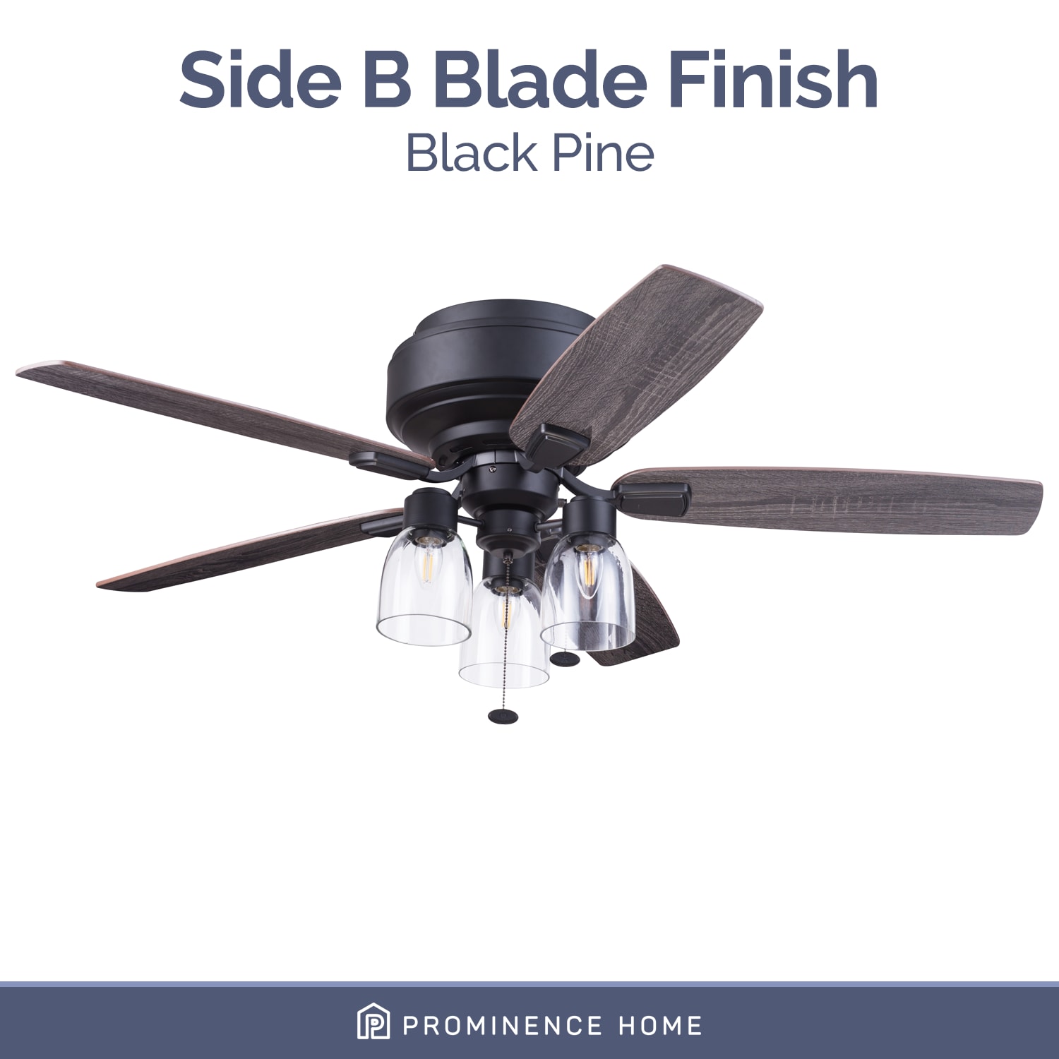 Magonia 52-Inch Matte Black and Pine Ceiling Fan with Light