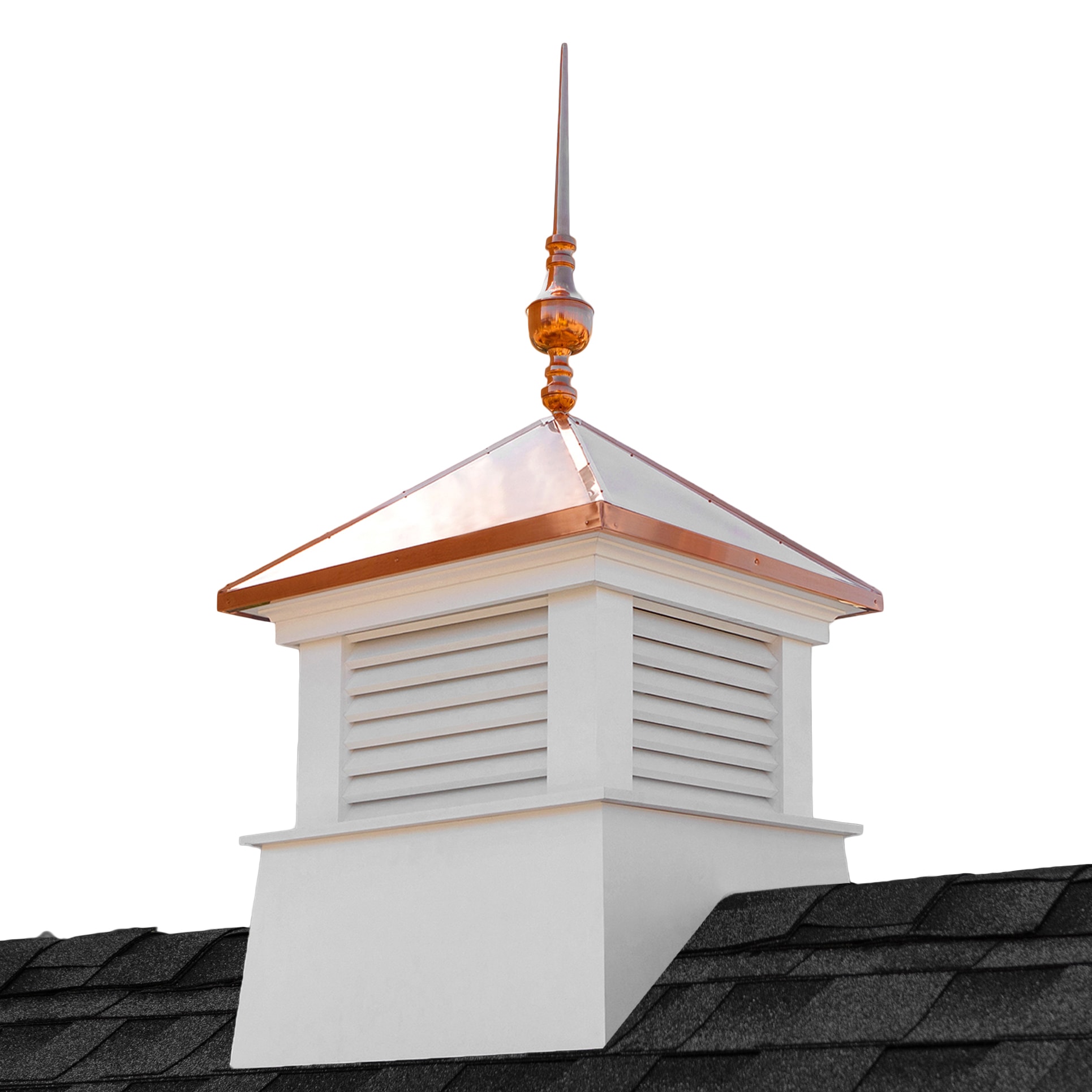 Good Directions 2126MV-742 Manchester Cupola with Copper Finial 26-in x 59-in White Vinyl Cupola with Copper Roof