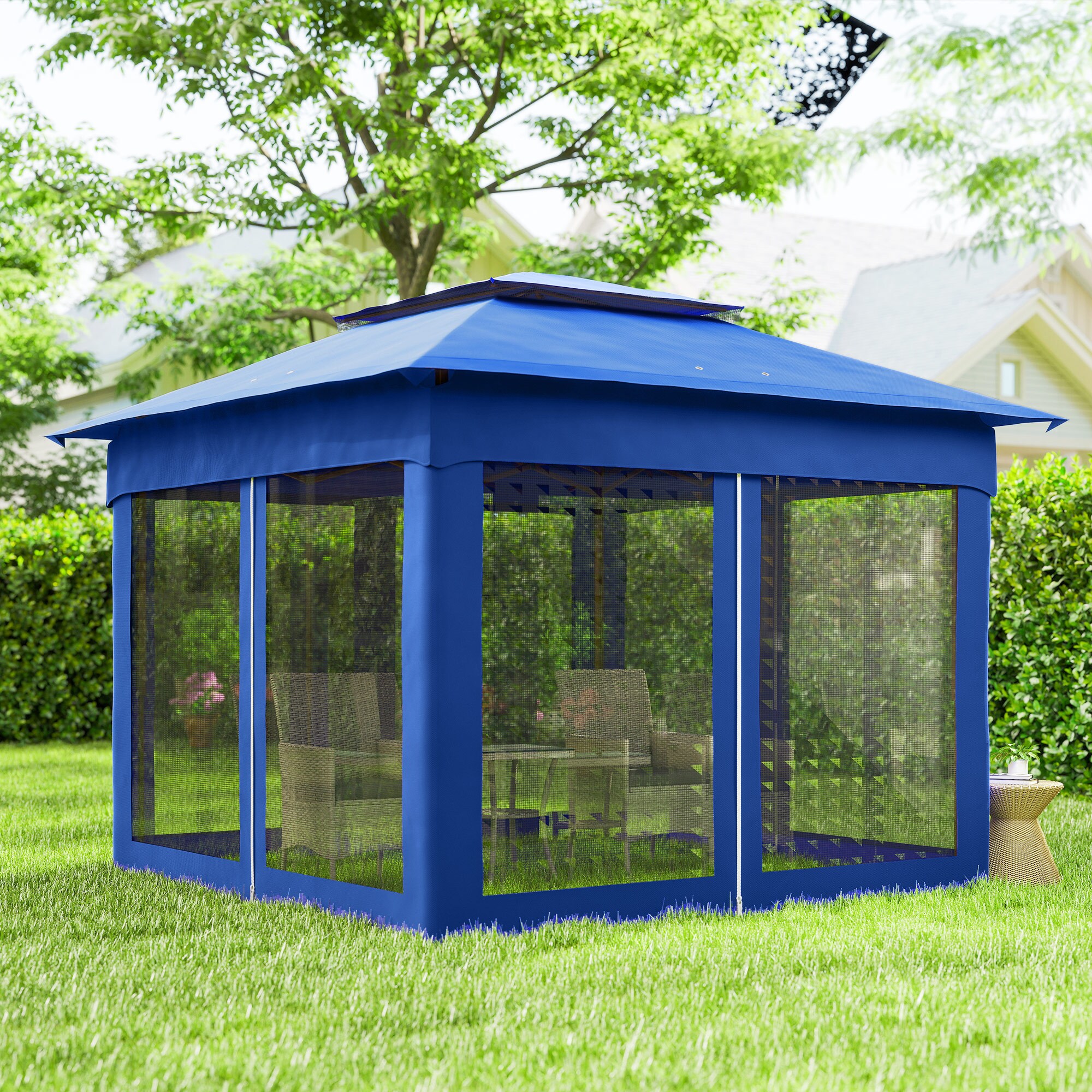 Outsunny 840-166V00BU Wood-Resin-Gazebos - View #9