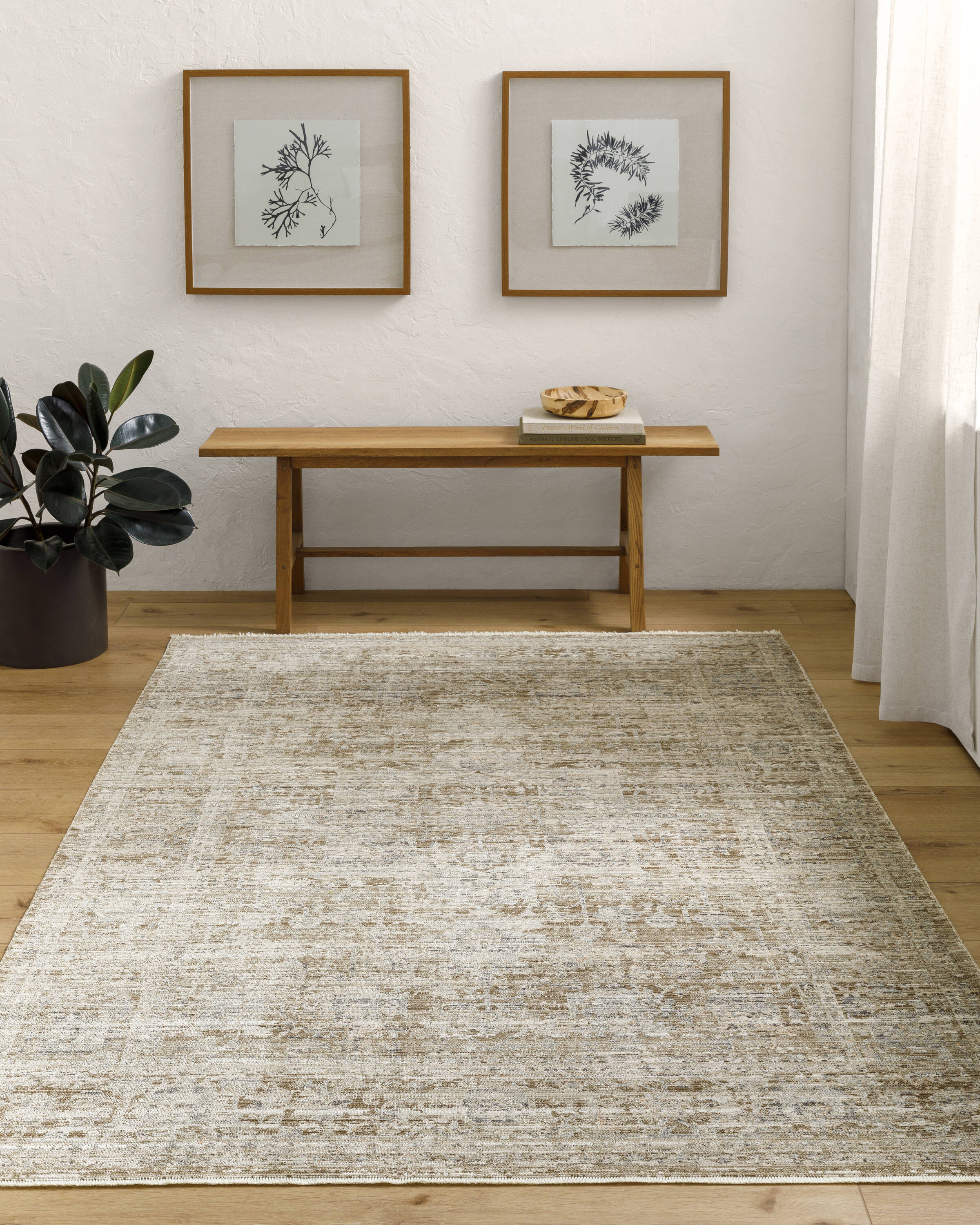 Margaret Taupe and Brown Polyester Medallion Rectangular Area Rug