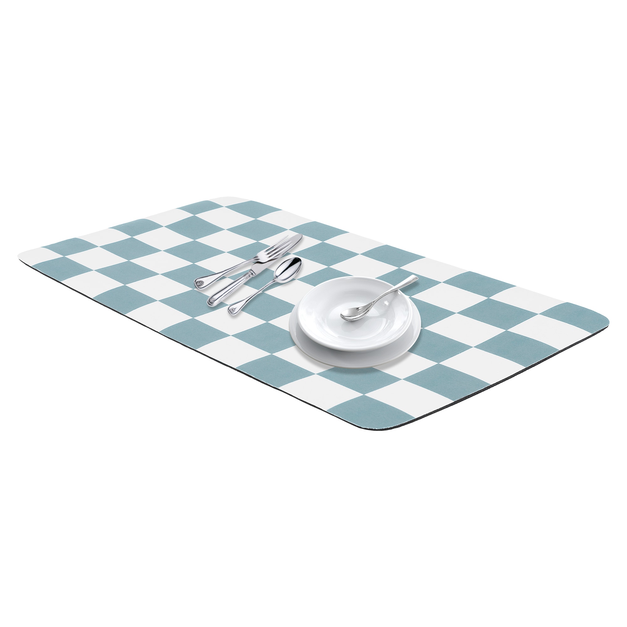 Unique Bargains Diatomaceous Stone Dish Drying Mat Checkered Quick Dry Dish Drying Mats for Kitchen Counter Dishes Cups and Utensils 19.7x11.8 Inch Green