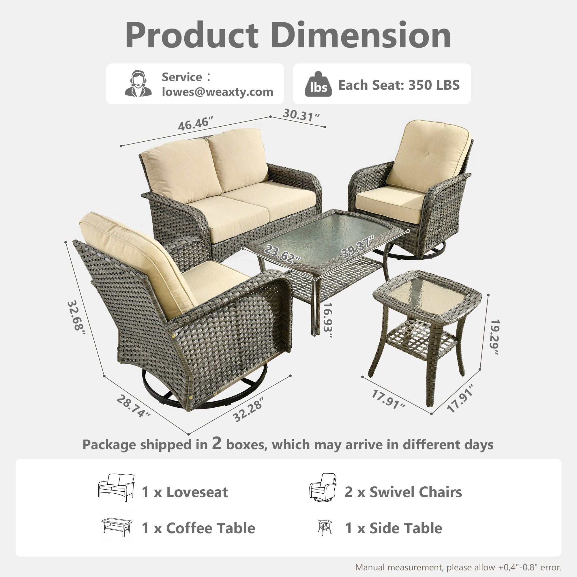 weaxty HMBYZGNCGNDS600S51 Patio-Conversation-Sets - View #8