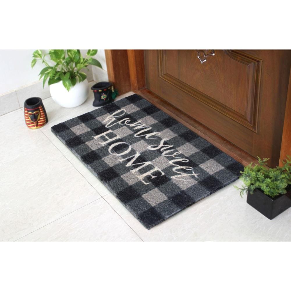 Home Sweet Home Buffalo Plaid Doormat / Rustic Red Black Welcome