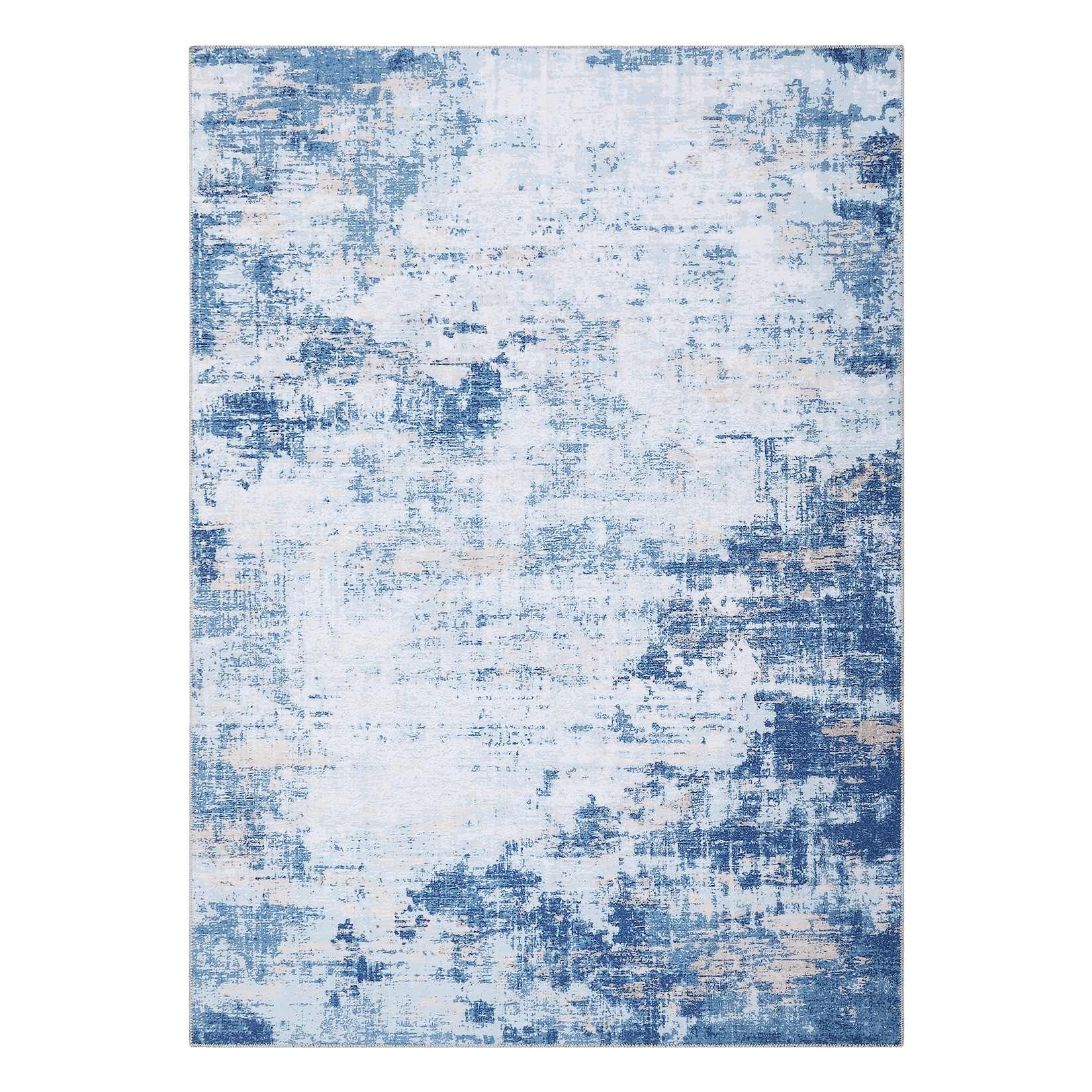 Qeetex SUNNY-PHO-15R26CEA 5 x 7 ft Polyester Blue Rectangular Indoor Modern Abstract Machine Washable Area Rug
