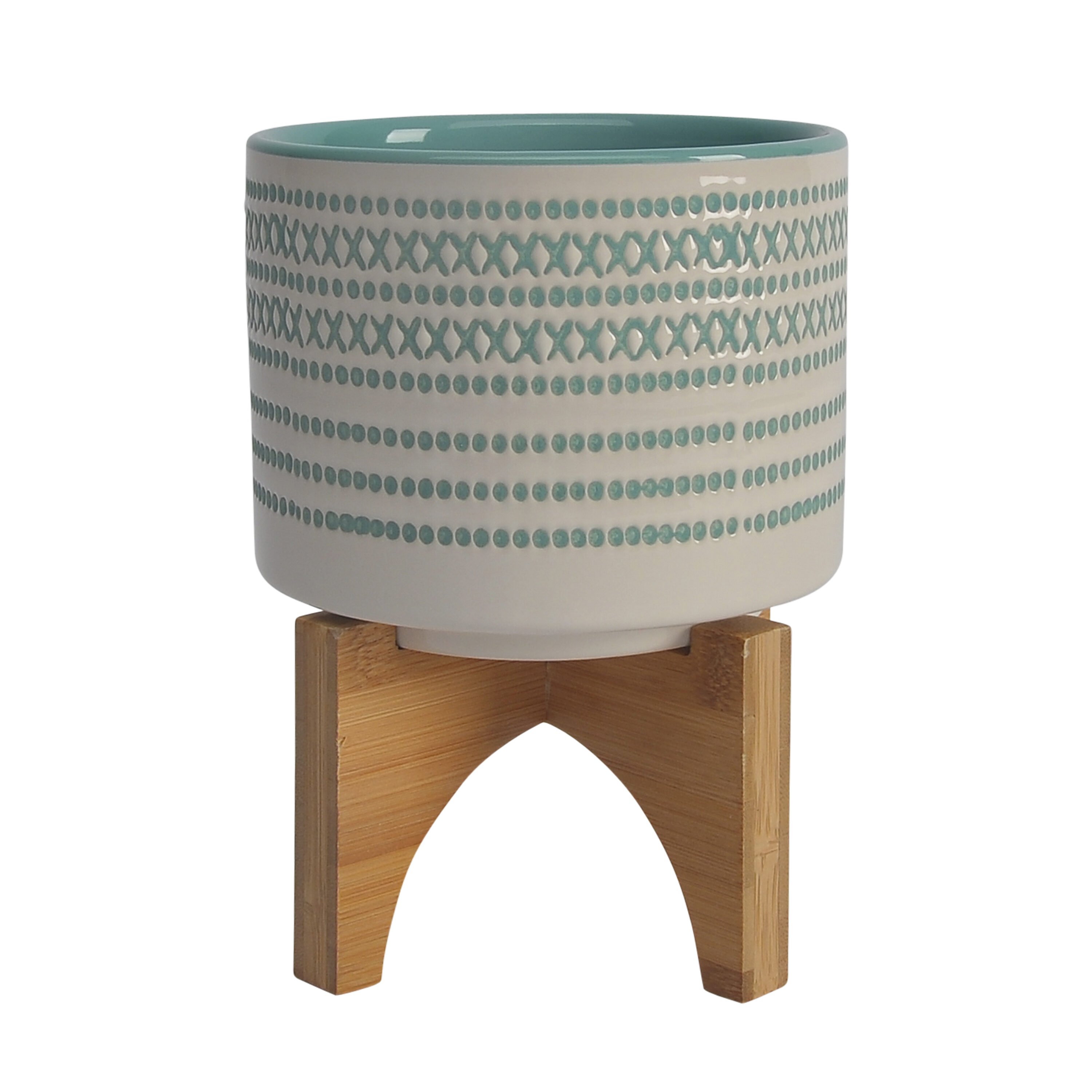 Sagebrook Home 14759-04 Round 5.0-Inches W Small Green Ceramic Indoor/Outdoor Planter