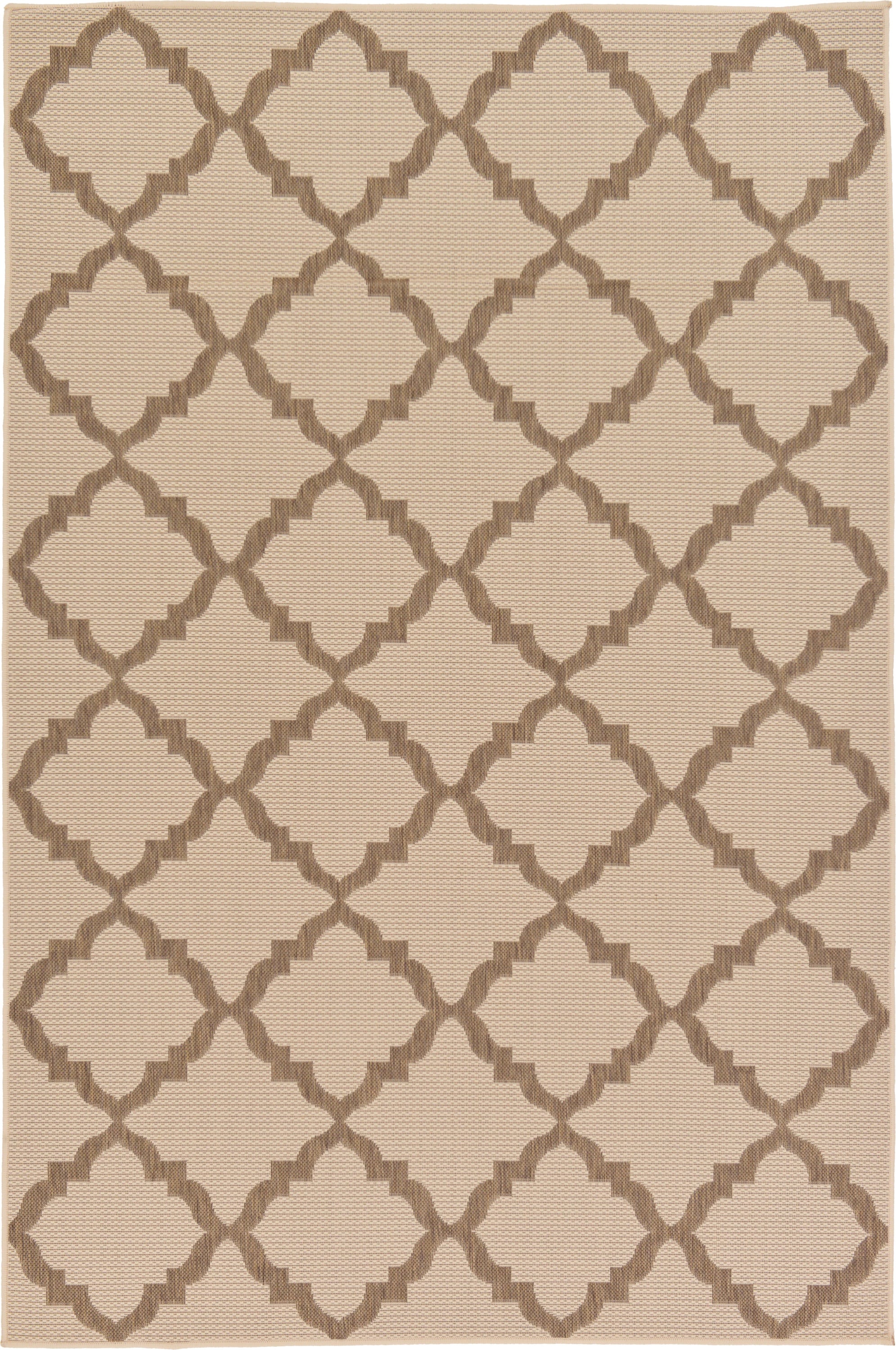 Unique Loom 3126698 Trellis Outdoor 5 x 8 (ft) Loomed Polypropylene Beige/Brown Rectangular Indoor/Outdoor Trellis Industrial Area rug