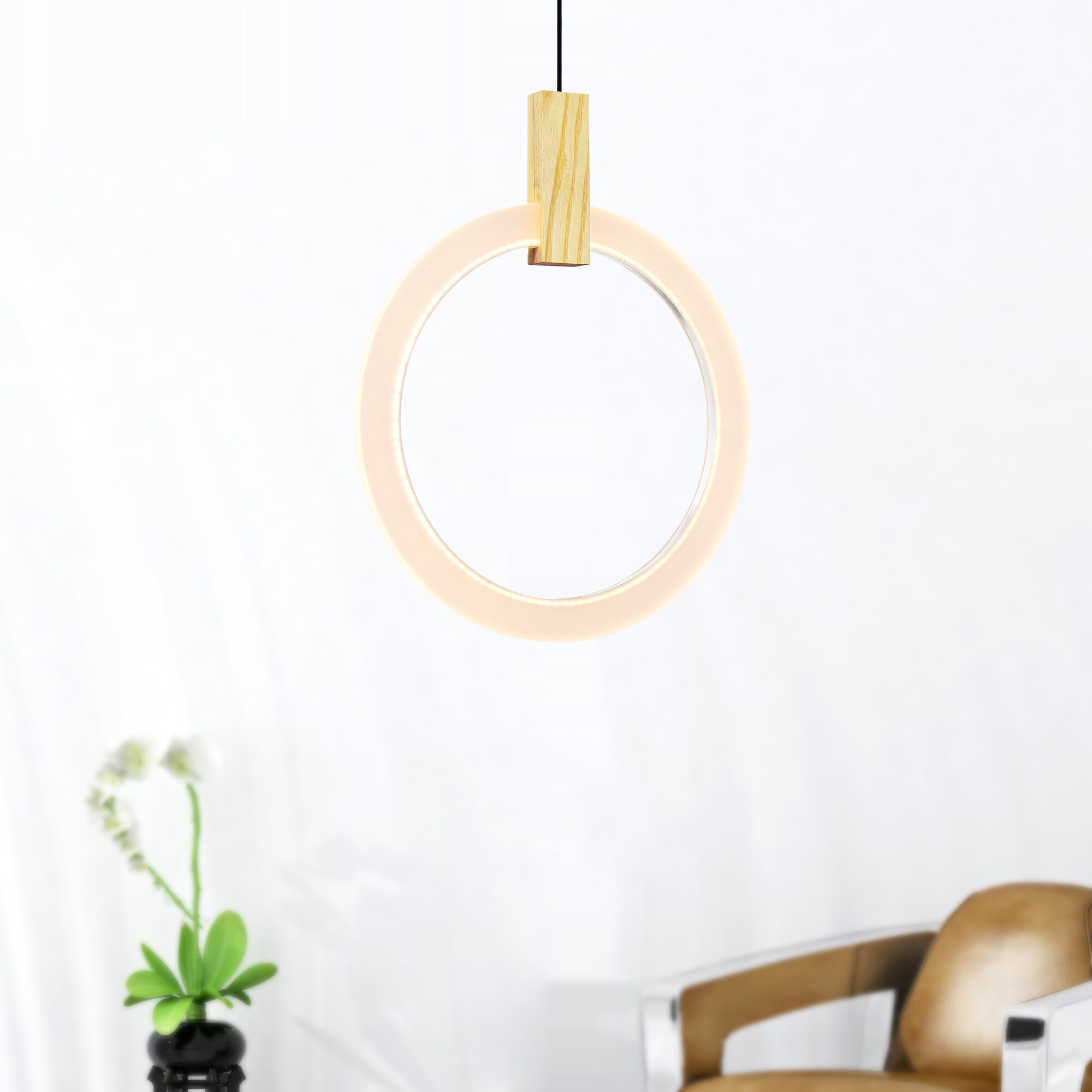 CWI Lighting 1214P16-1-236 16 1 -Light White Oak Modern/contemporary Geometric Integrated LED Hanging Pendant light