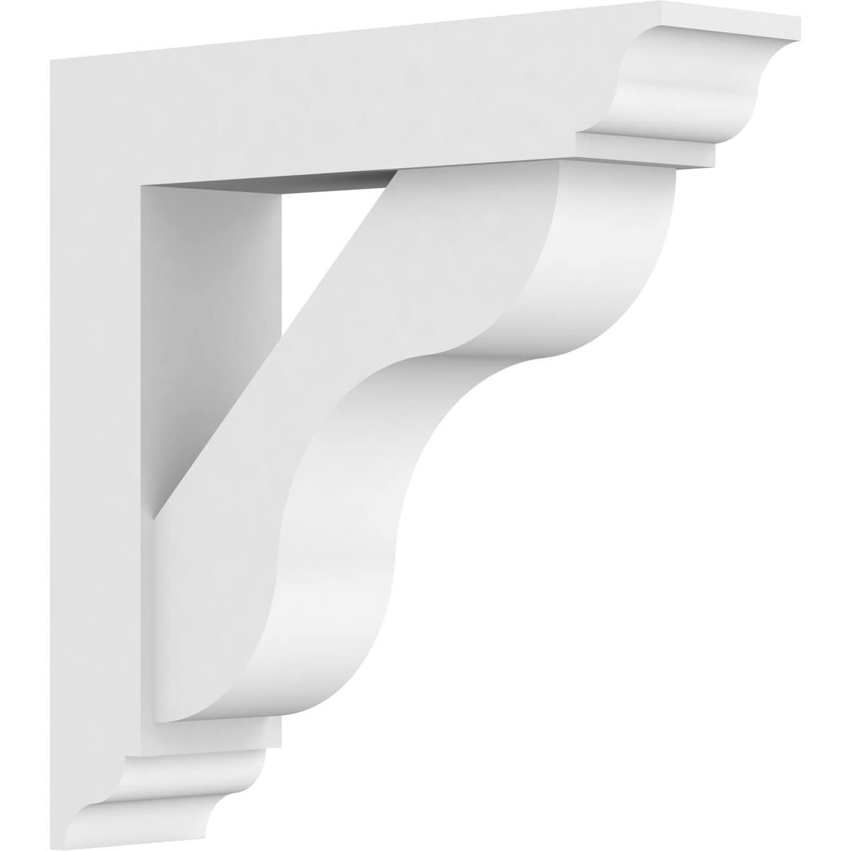 Ekena Millwork BKTP03X12X12CAR01 Standard Carmel 3-in x 12-in x 12-in White PVC Standard bracket