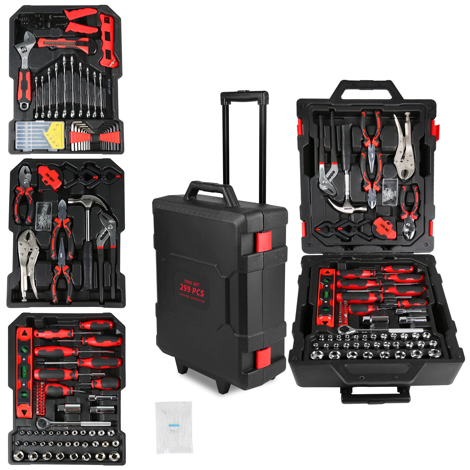 Siavonce 299 -Piece Black Household Tool Set with Hard Case