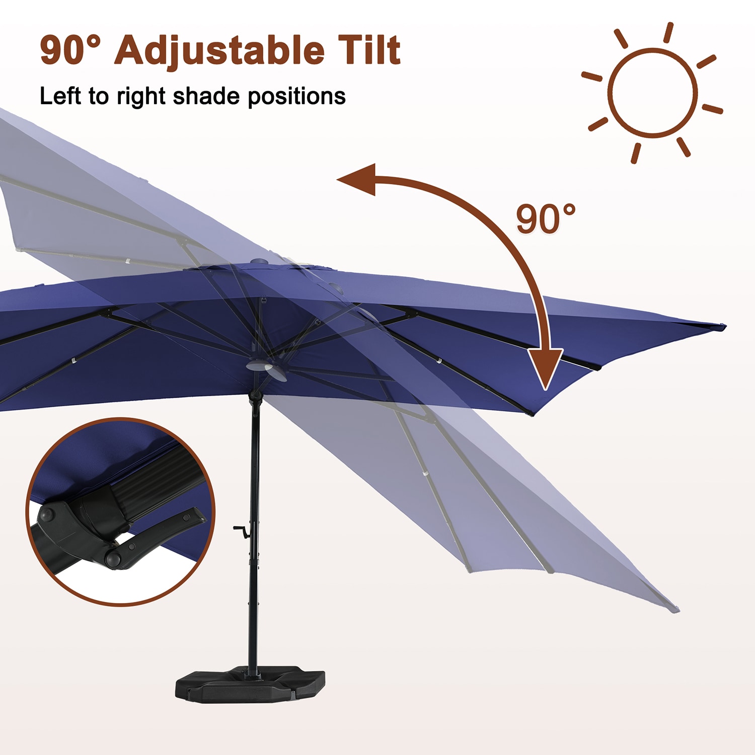 Mondawe 13-ft Aluminum Blue Cantilever Patio Umbrella With Base In The ...