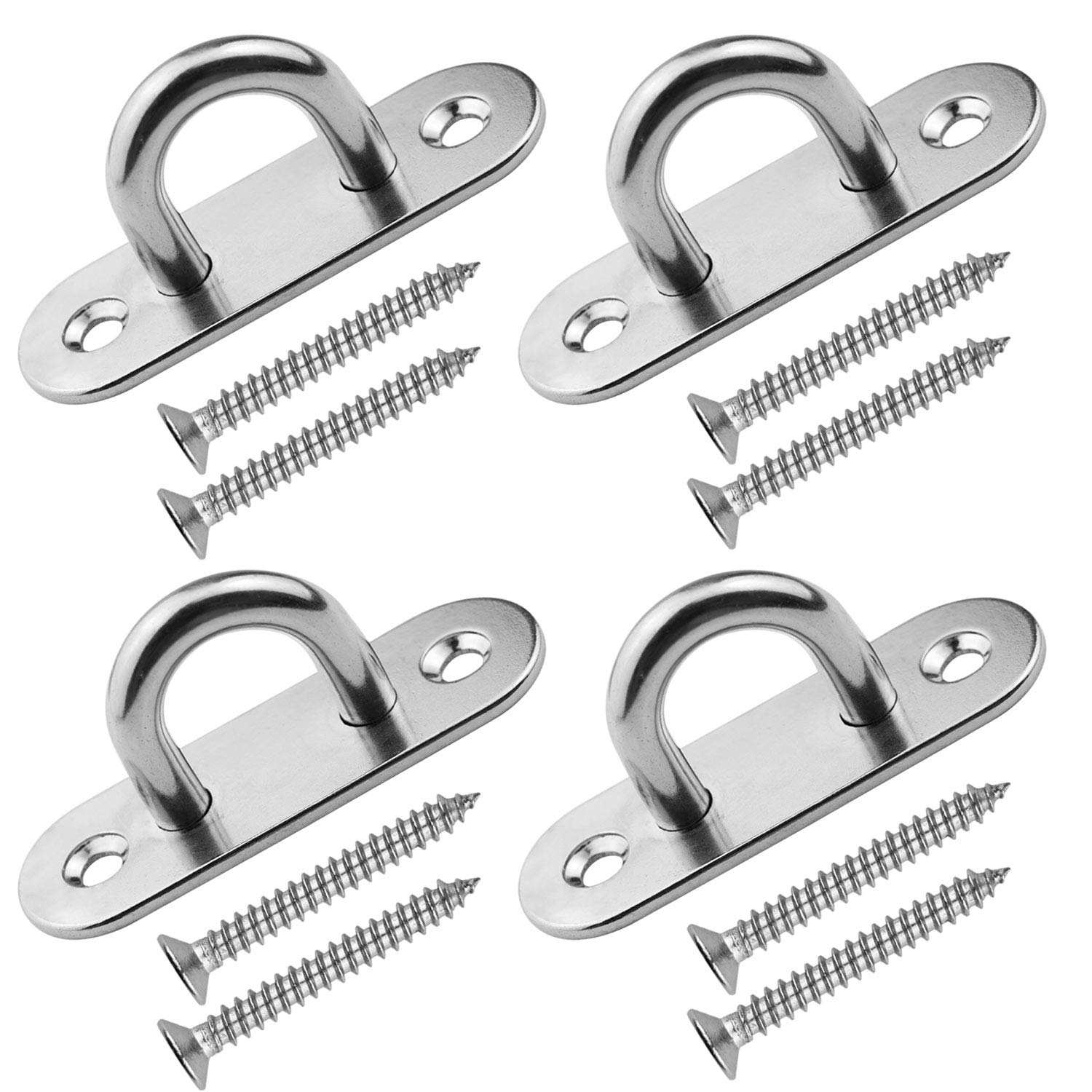KHKFY  Stainless Steel Ceiling Hook 3.1 Inch Pad Eye Plate Marine Hardware Staple Hook Loop with Screws Mount 4 Pieces durable