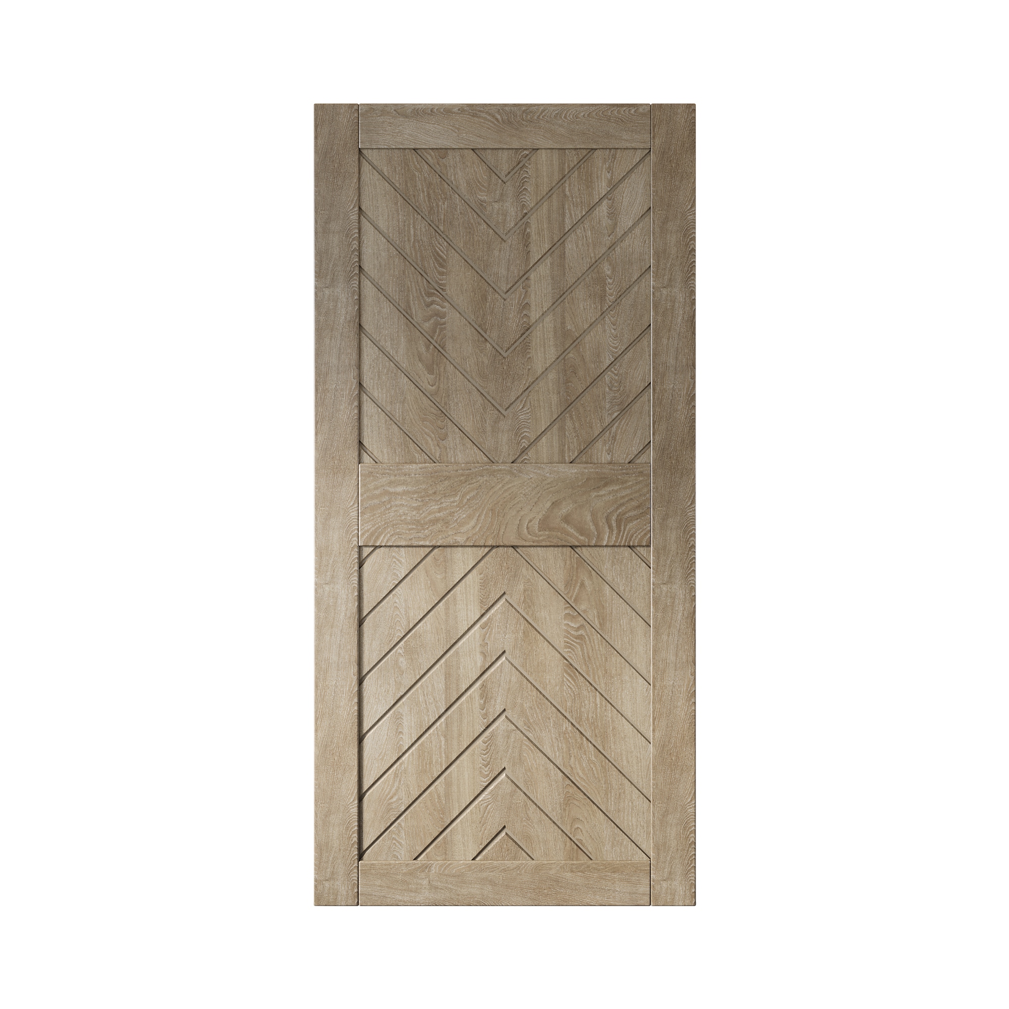 HOMACER JT4-3684-GR 36-in x 84-in Classic Gray Herringbone Pine Wood Solid core Single Barn Door (Hardware Not Included)