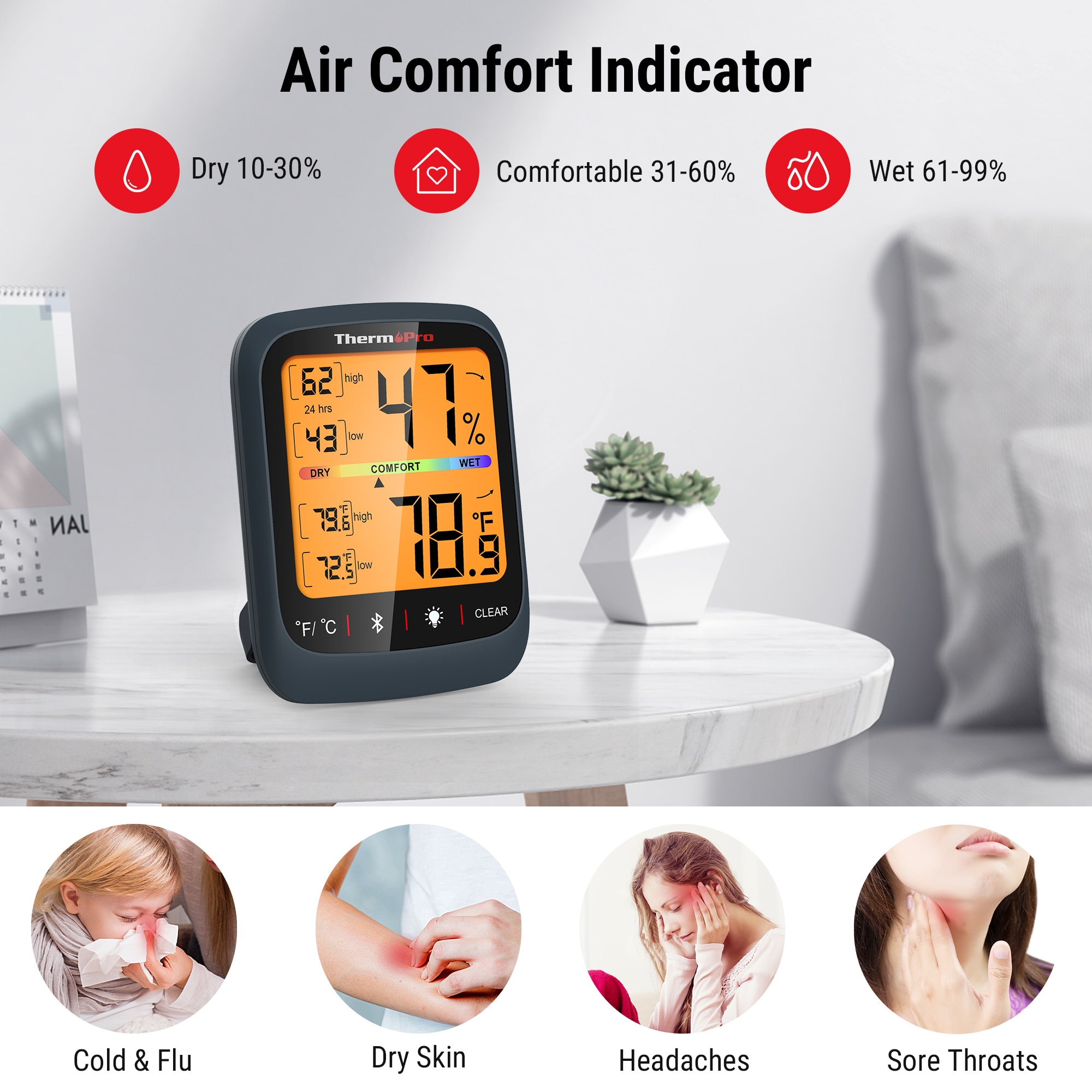  Home Bluetooth Thermometer Hygrometer High Sensitivity  Temperature Humidity Monitor : Patio, Lawn & Garden