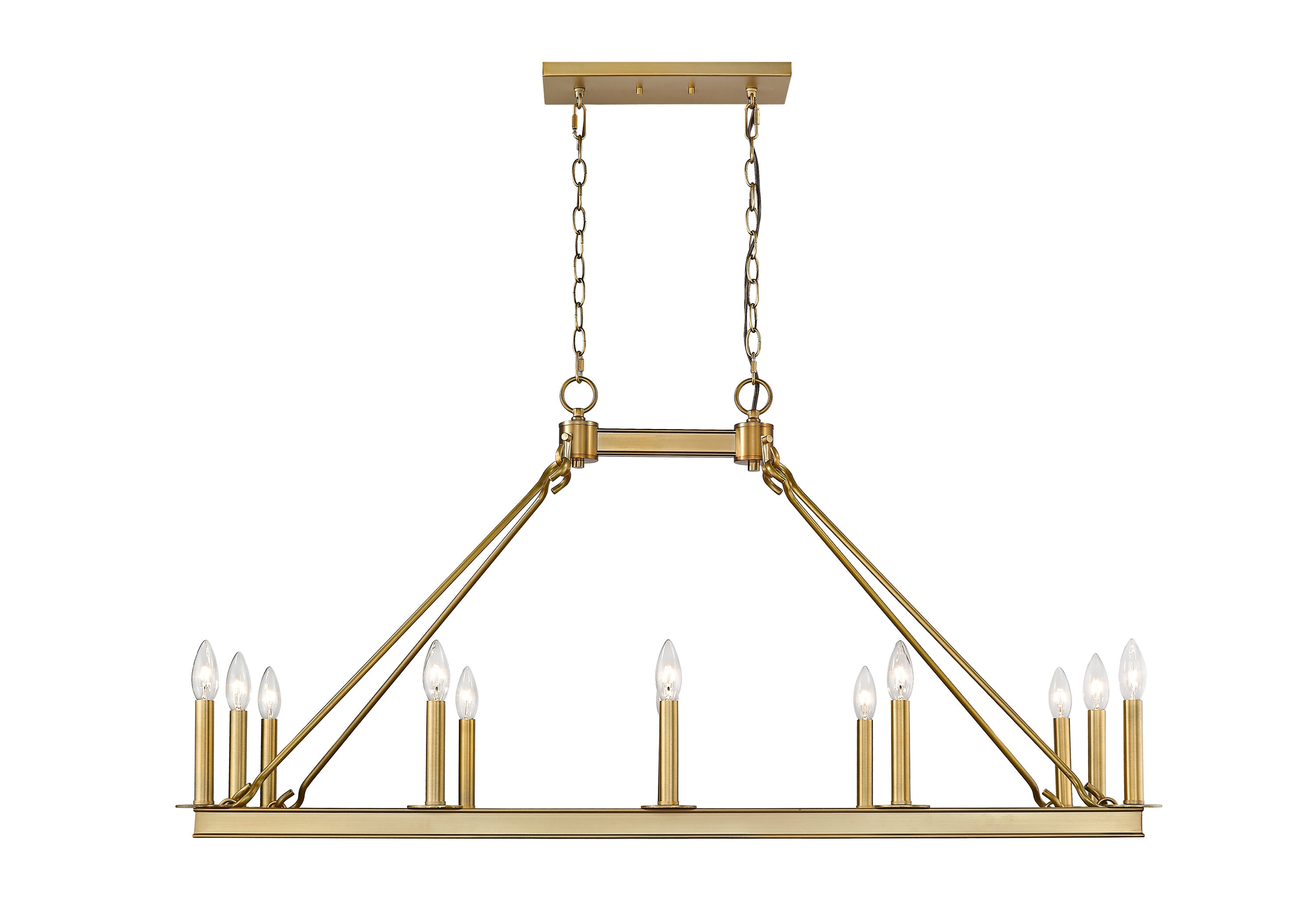 Olde Brass 12-Light Rectangular Candle Chandelier