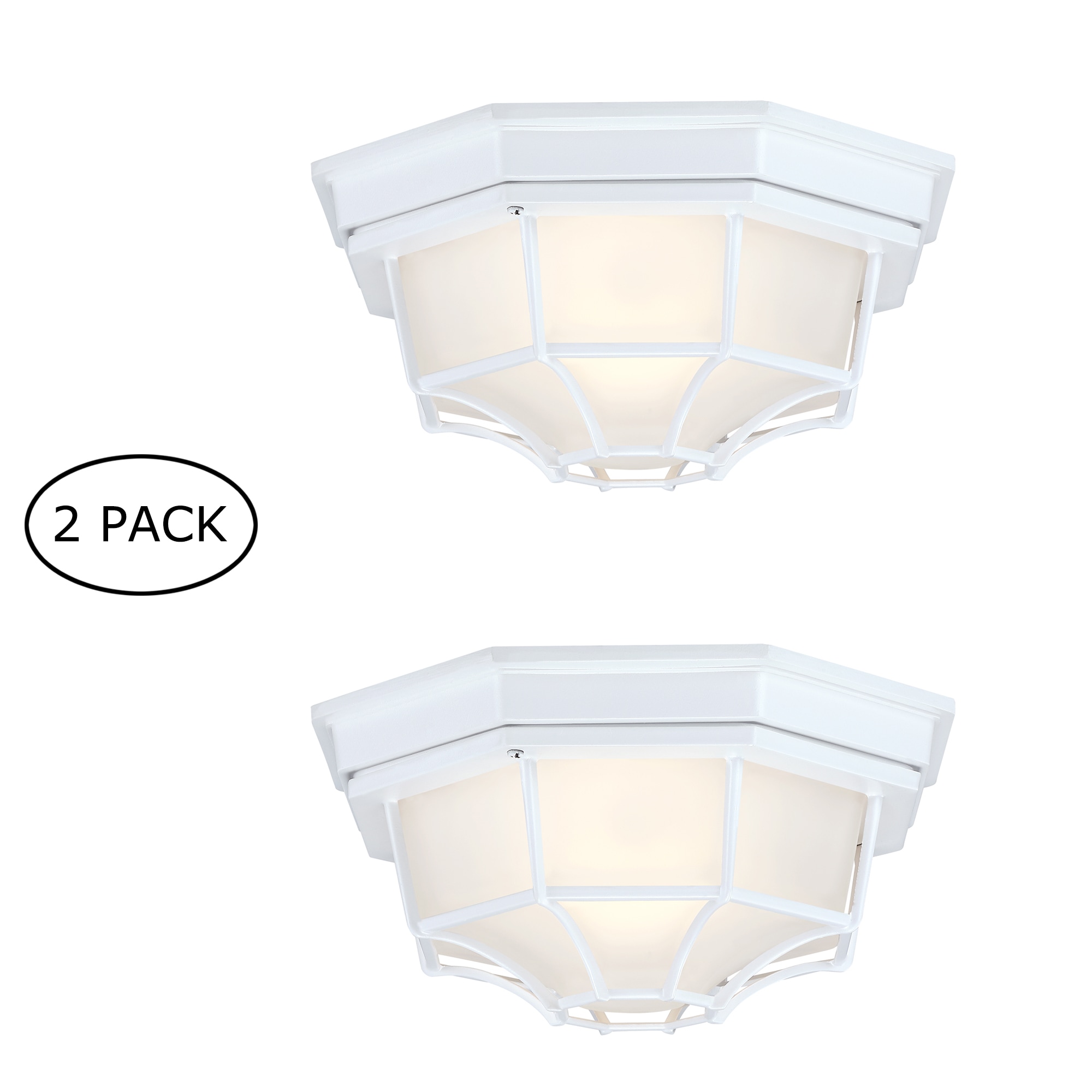 Hukoro 2FL75992-FM-WH 1 -Light 11.4-in White Flush Mount Light 2 -Pack