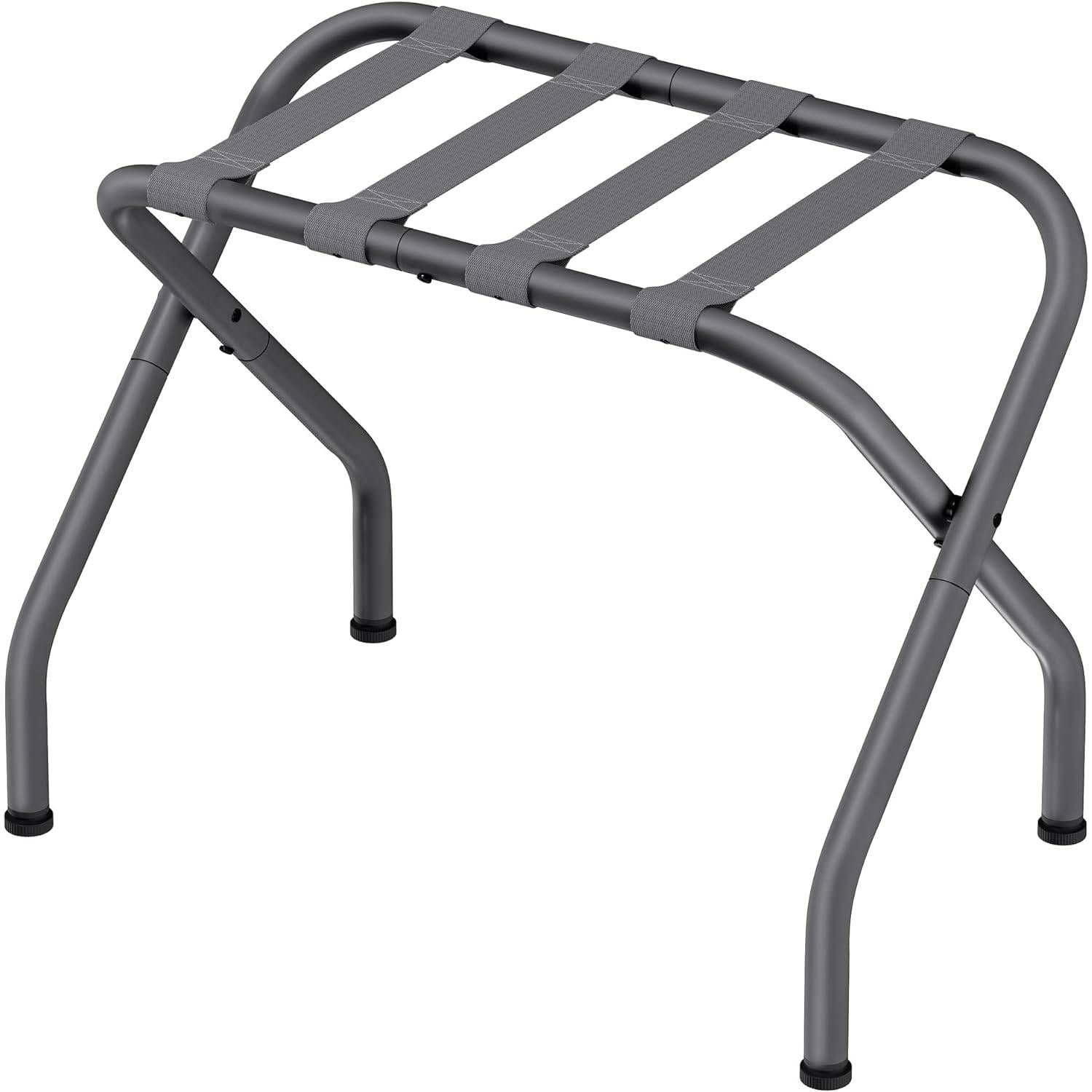 Slickblue Metal Folding Luggage Rack with Nylon Straps - Grey