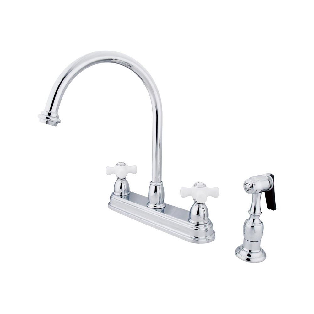 Chicago Chrome 2-handle High-arc Kitchen Faucet with Deck Plate and Side Spray Included | - Elements of Design EB3751PXBS