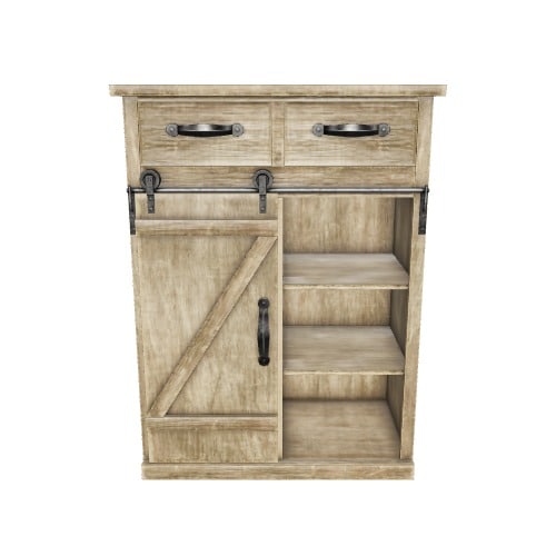 Parisloft Rustic Brown Country Wood Media Cabinet